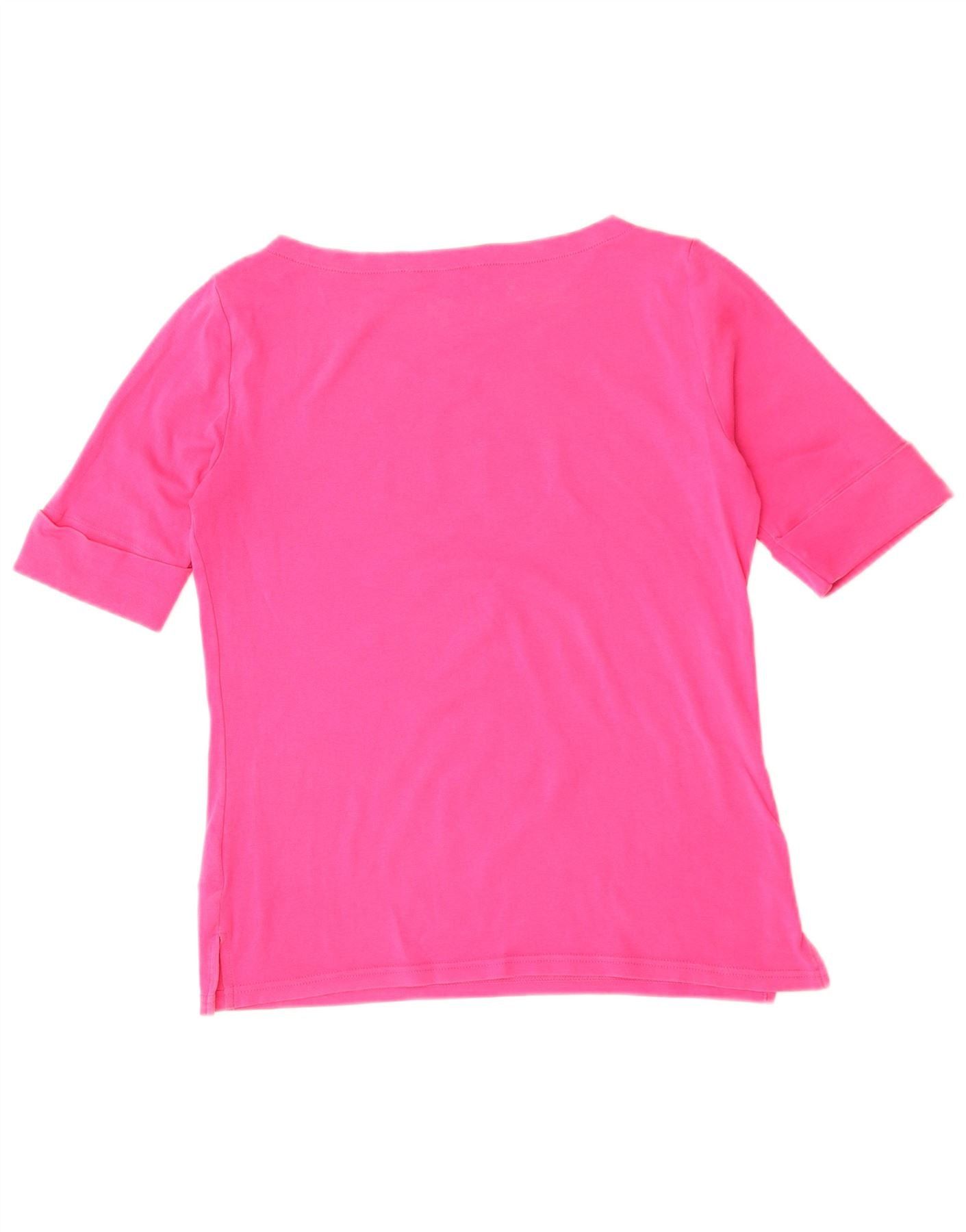 Ralph Lauren Womens Graphic T-Shirt Top UK 14 Medium Pink Cotton Size S / US 4 / IT 40 - 2 Thumbnail
