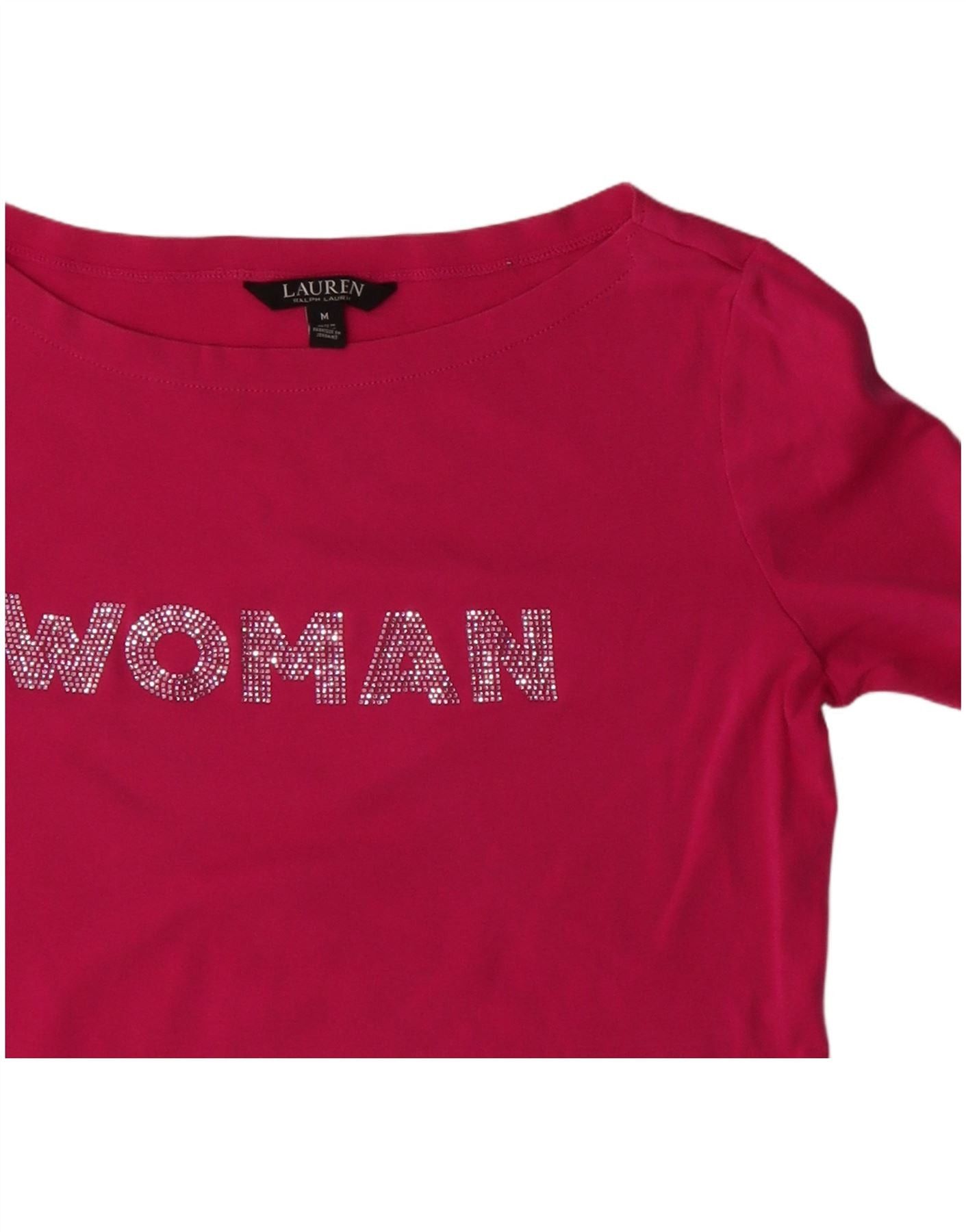 Ralph Lauren Womens Graphic T-Shirt Top UK 14 Medium Pink Cotton Size S / US 4 / IT 40 - 3 Thumbnail