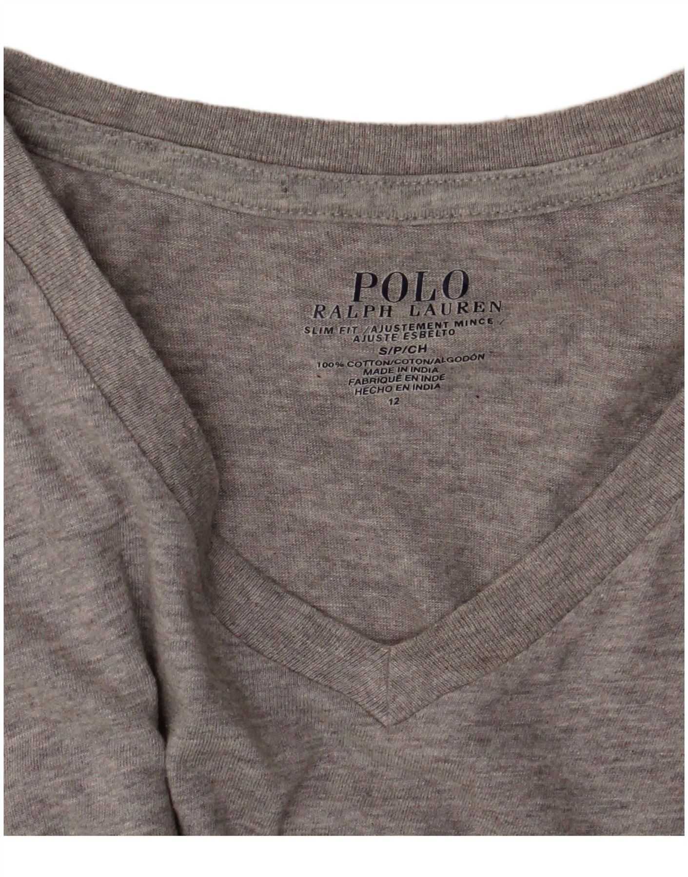 Polo Ralph Lauren Womens T-Shirt Top UK 10 Small Grey Flecked Cotton Size XS / US 0-2 / IT 36-38 - 3 Thumbnail