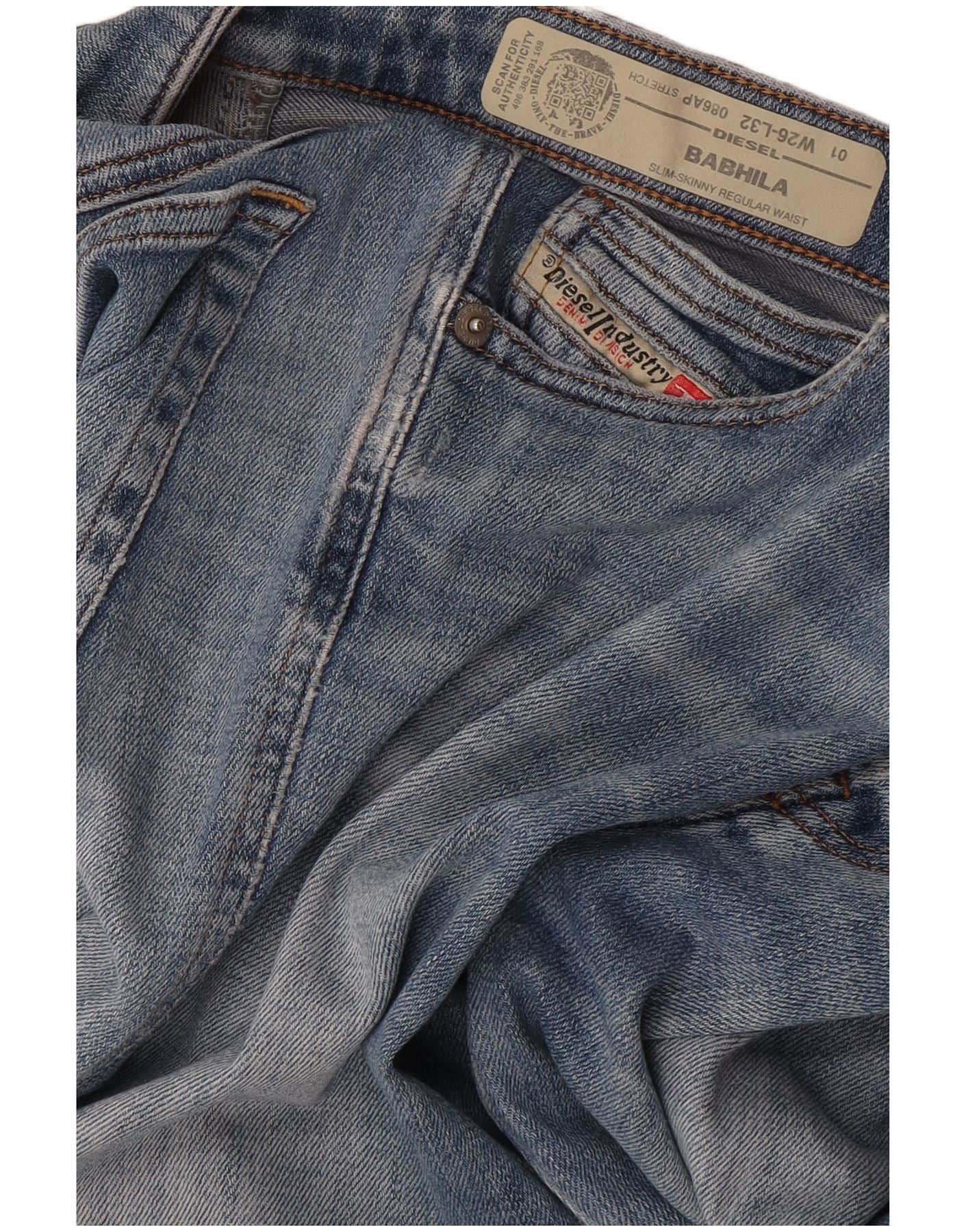 Diesel Womens Babhila Distressed Slim Fit Skinny Jeans W26 L28 Blue Size 42" / US 20 - 3 Thumbnail