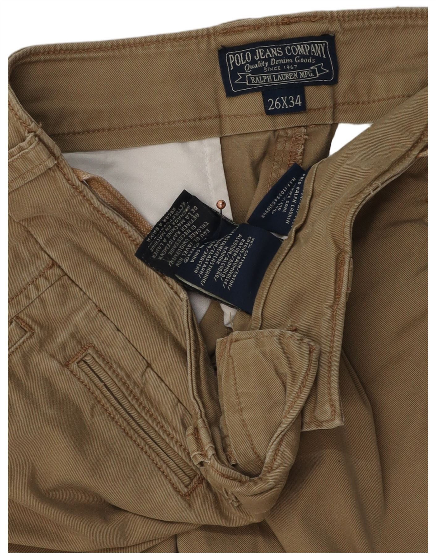 Ralph Lauren Womens Slim Chino Trousers W26 L29 Brown Cotton Size 42" / US 20 - 3 Thumbnail