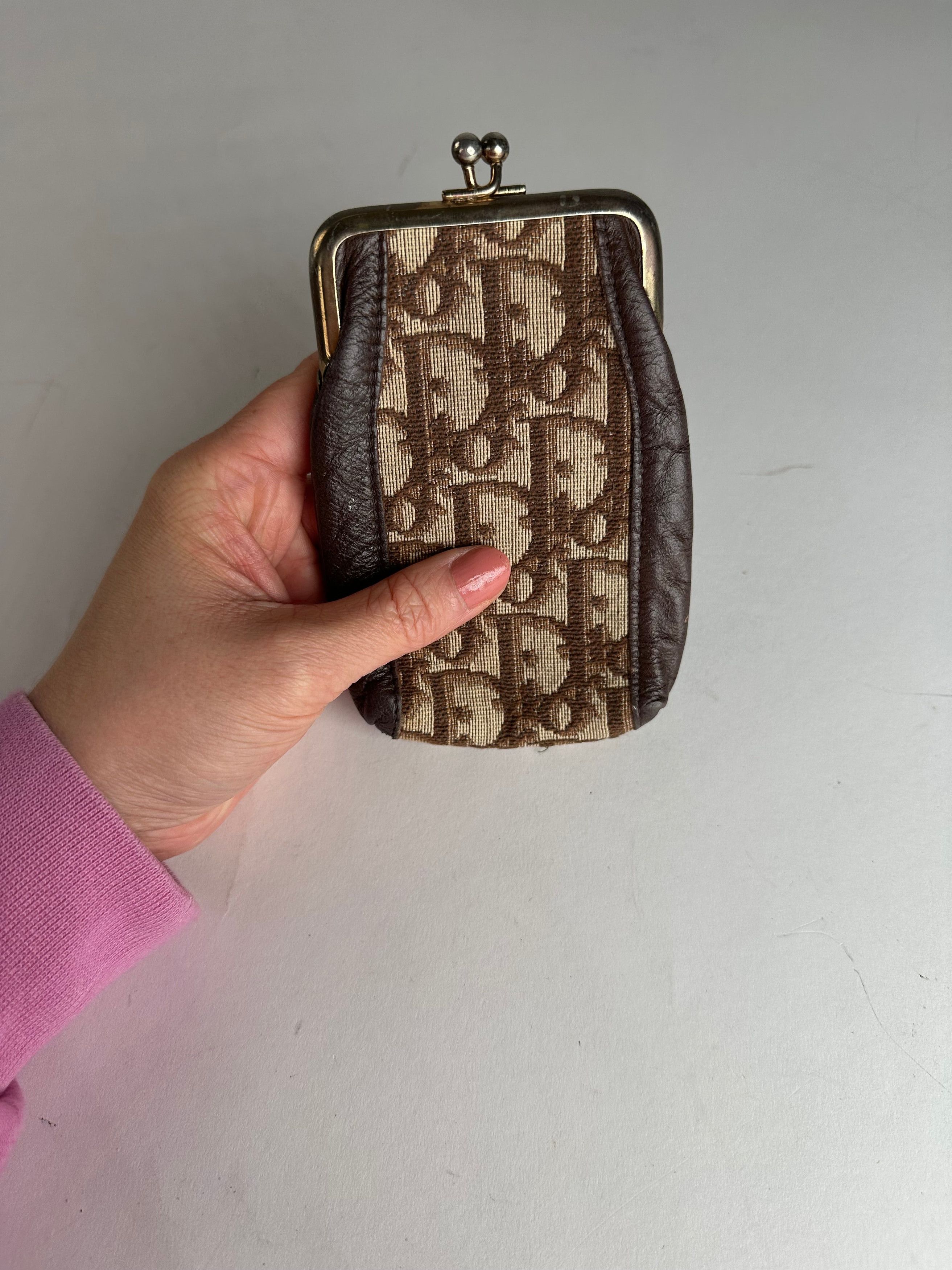 Dior Vintage Oblique Monogram Purse Beige Brown Size ONE SIZE - 3 Thumbnail