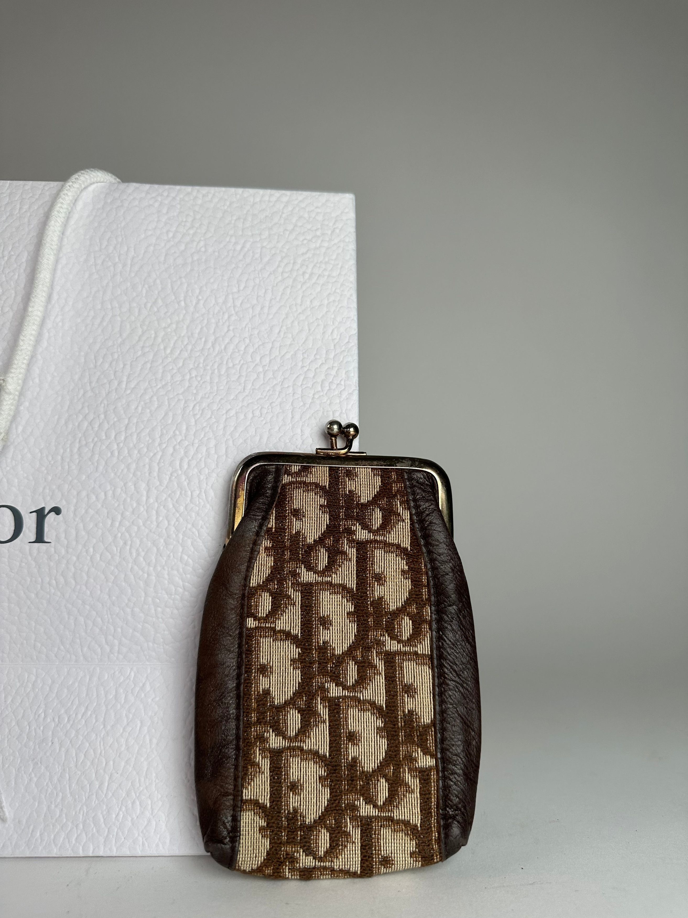 Dior Vintage Oblique Monogram Purse Beige Brown Size ONE SIZE - 7 Thumbnail