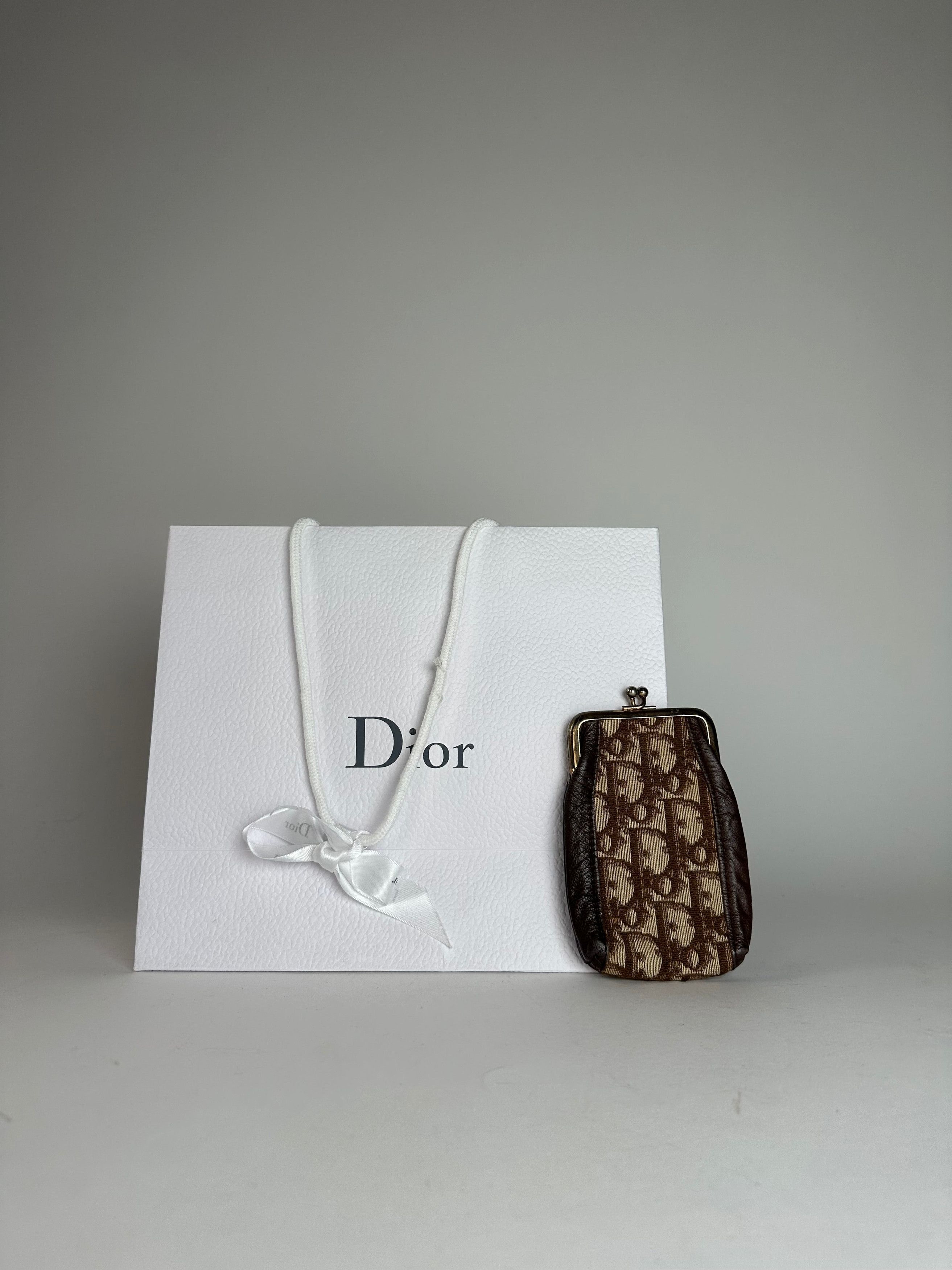 Dior Vintage Oblique Monogram Purse Beige Brown Size ONE SIZE - 8 Thumbnail