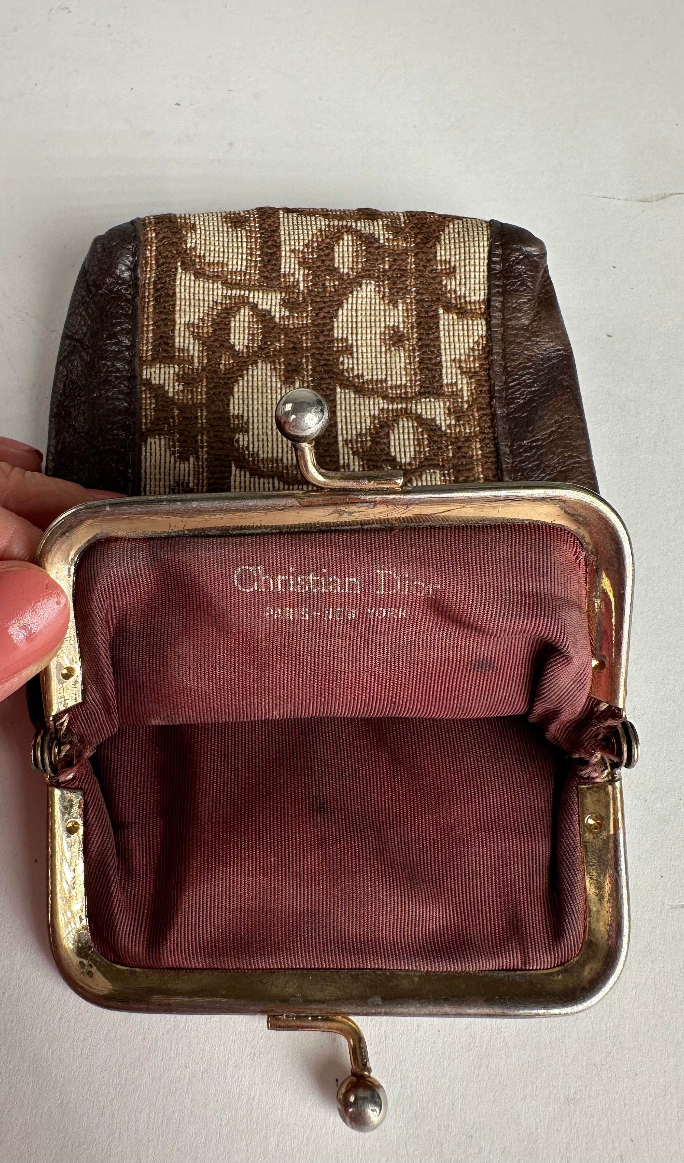 Dior Vintage Oblique Monogram Purse Beige Brown Size ONE SIZE - 4 Thumbnail