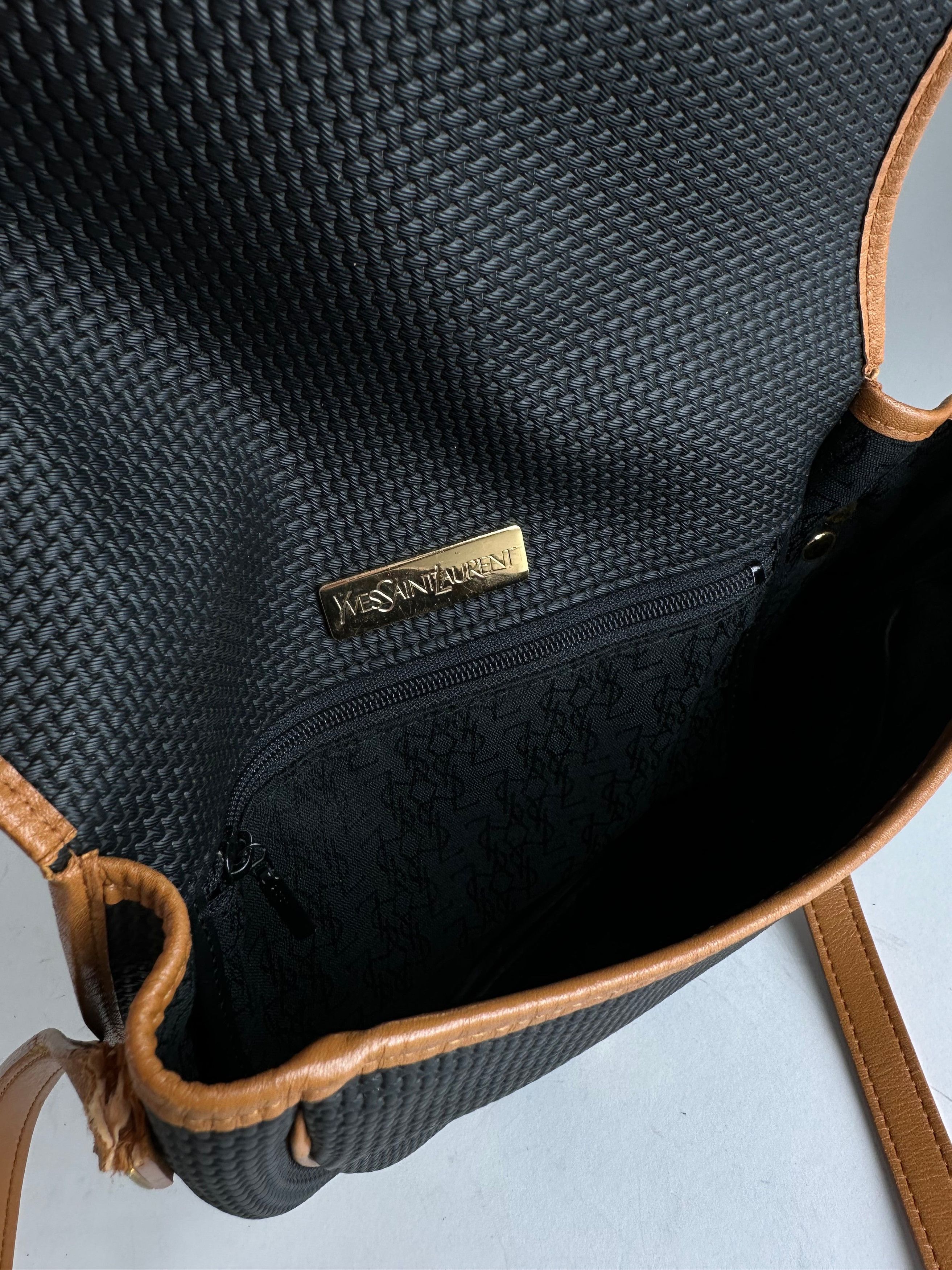 Other Vintage Yves Saint Laurent Leather Canvas Crossbody Bag Blac Size ONE SIZE - 3 Thumbnail