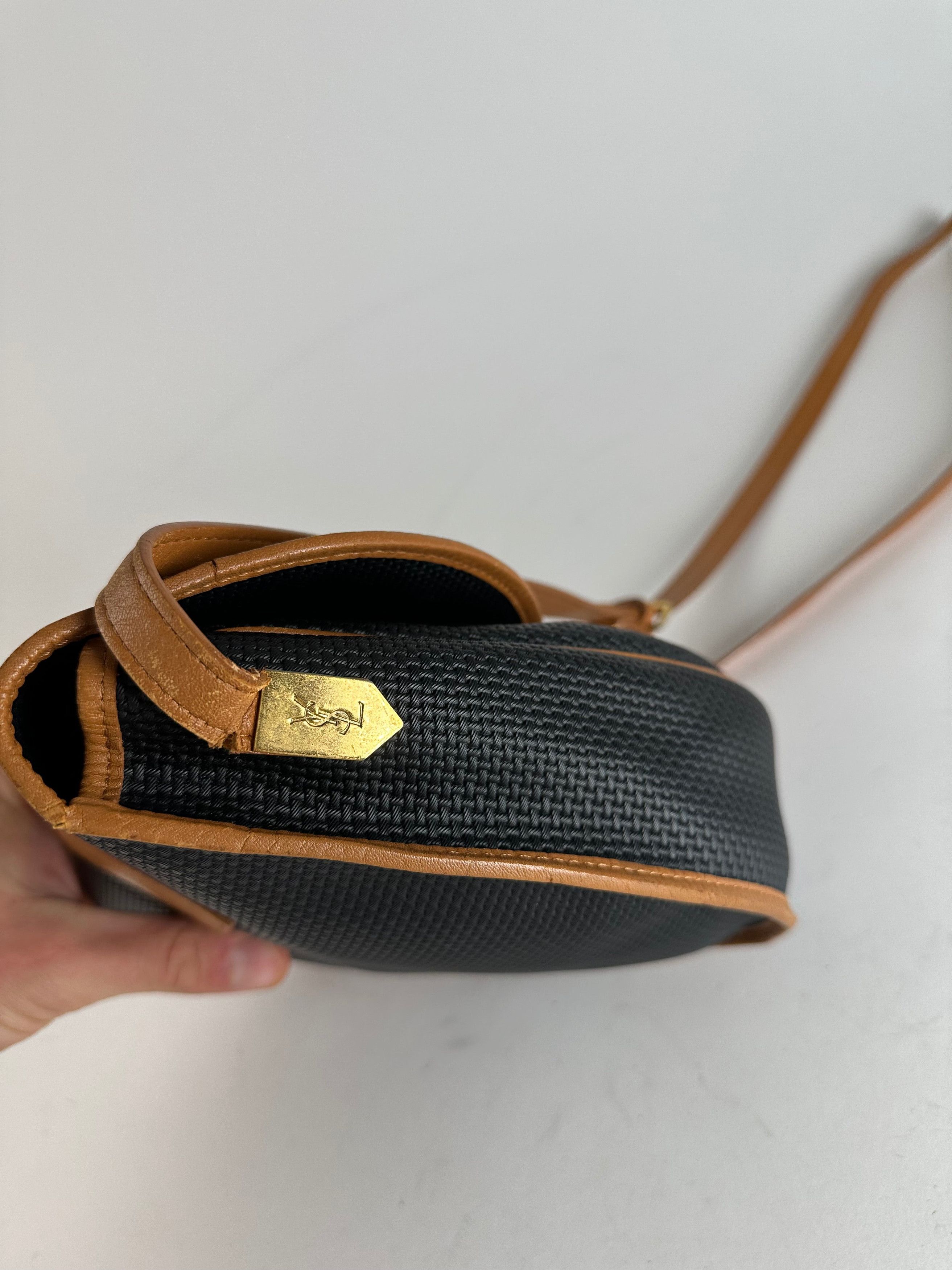 Other Vintage Yves Saint Laurent Leather Canvas Crossbody Bag Blac Size ONE SIZE - 10 Thumbnail