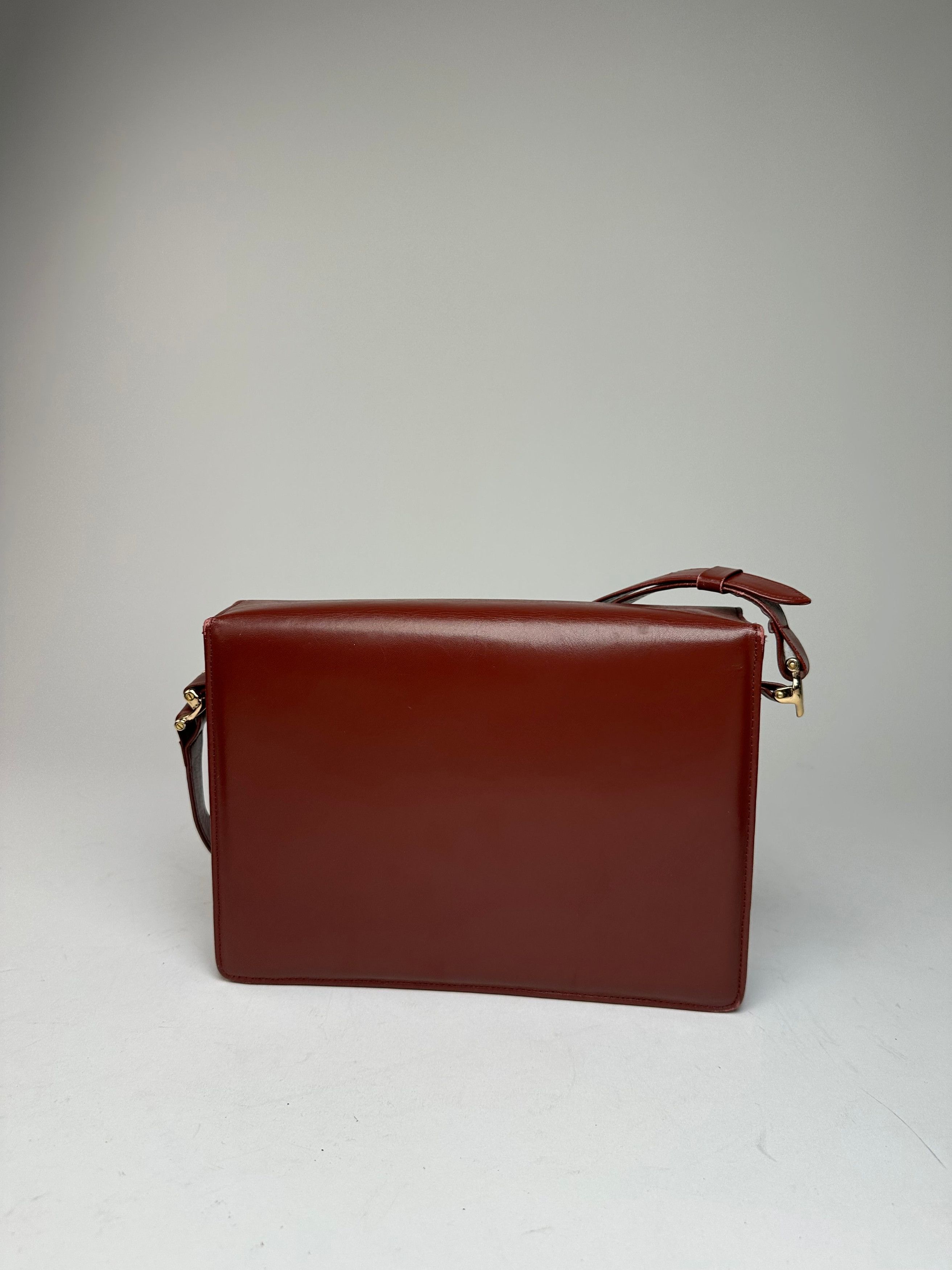 Cartier Vintage Leather Shoulder Bag Burgundy Size ONE SIZE - 2 Thumbnail