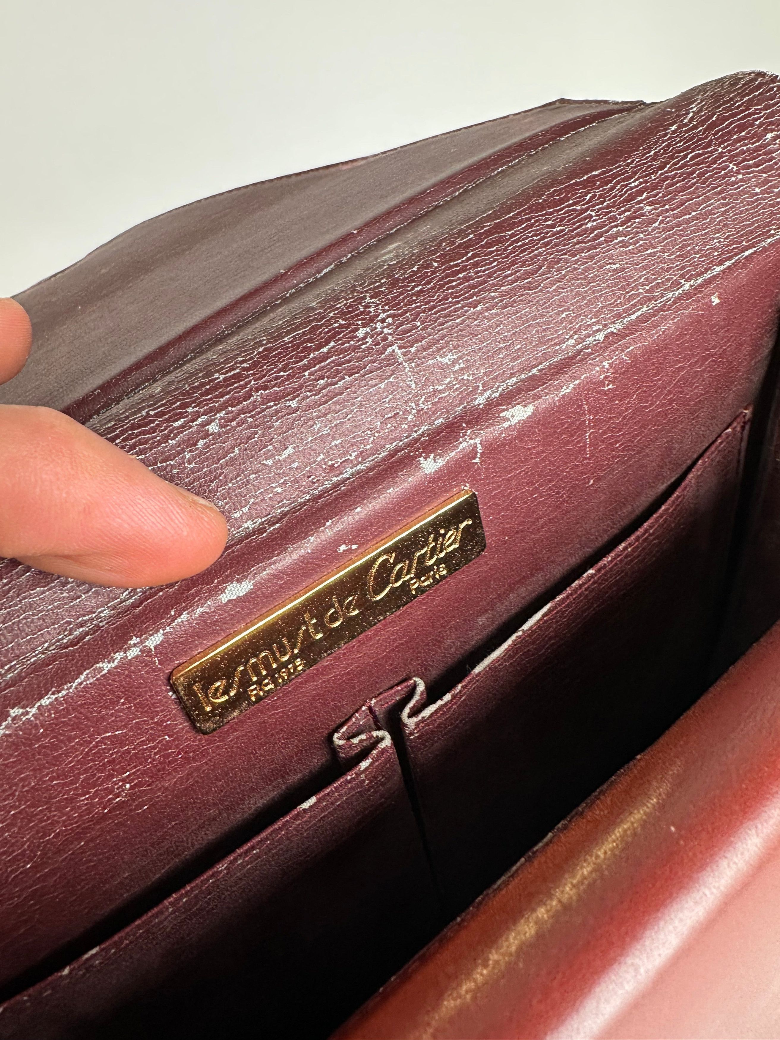 Cartier Vintage Leather Shoulder Bag Burgundy Size ONE SIZE - 6 Thumbnail