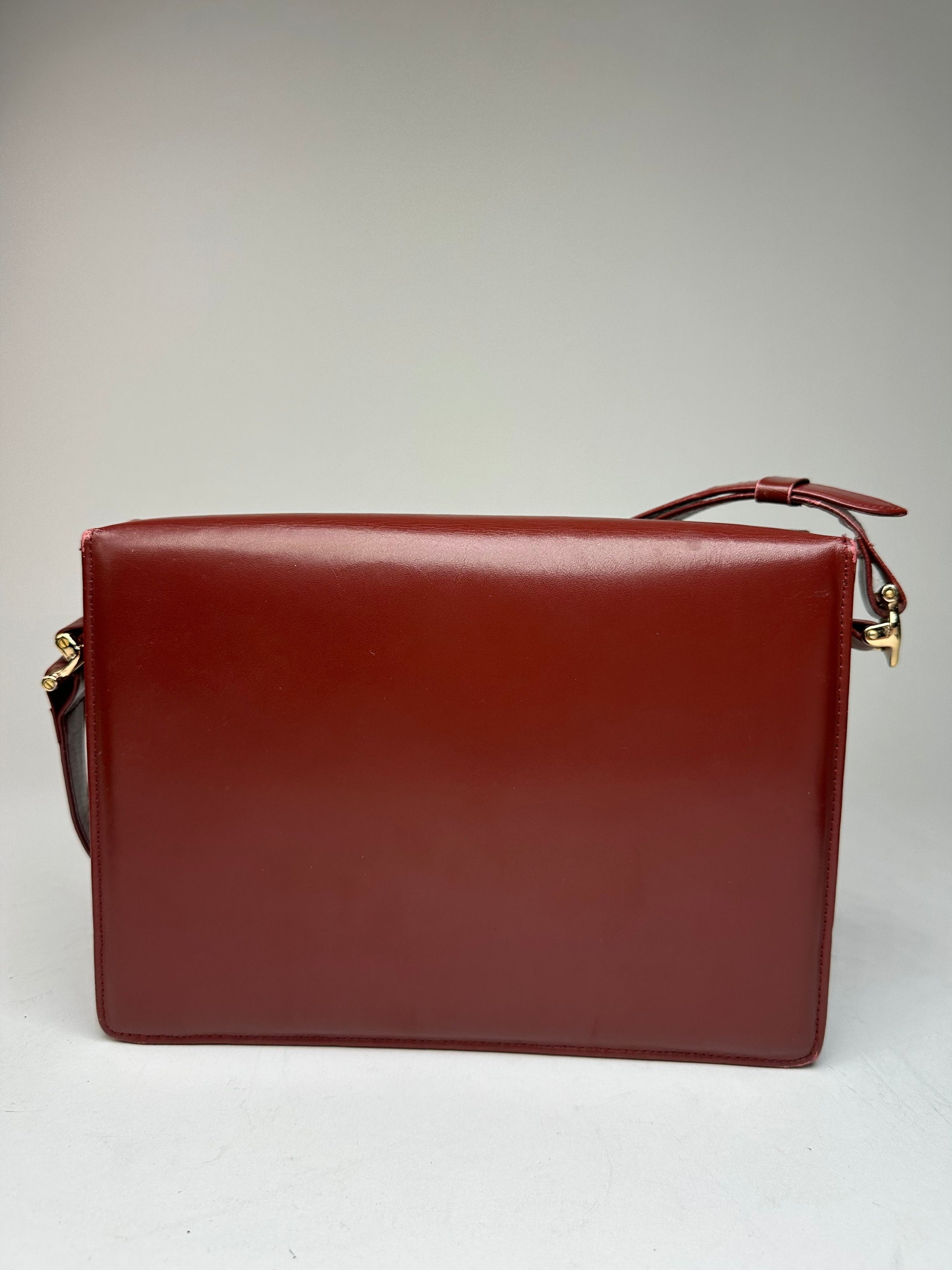 Cartier Vintage Leather Shoulder Bag Burgundy Size ONE SIZE - 15 Thumbnail