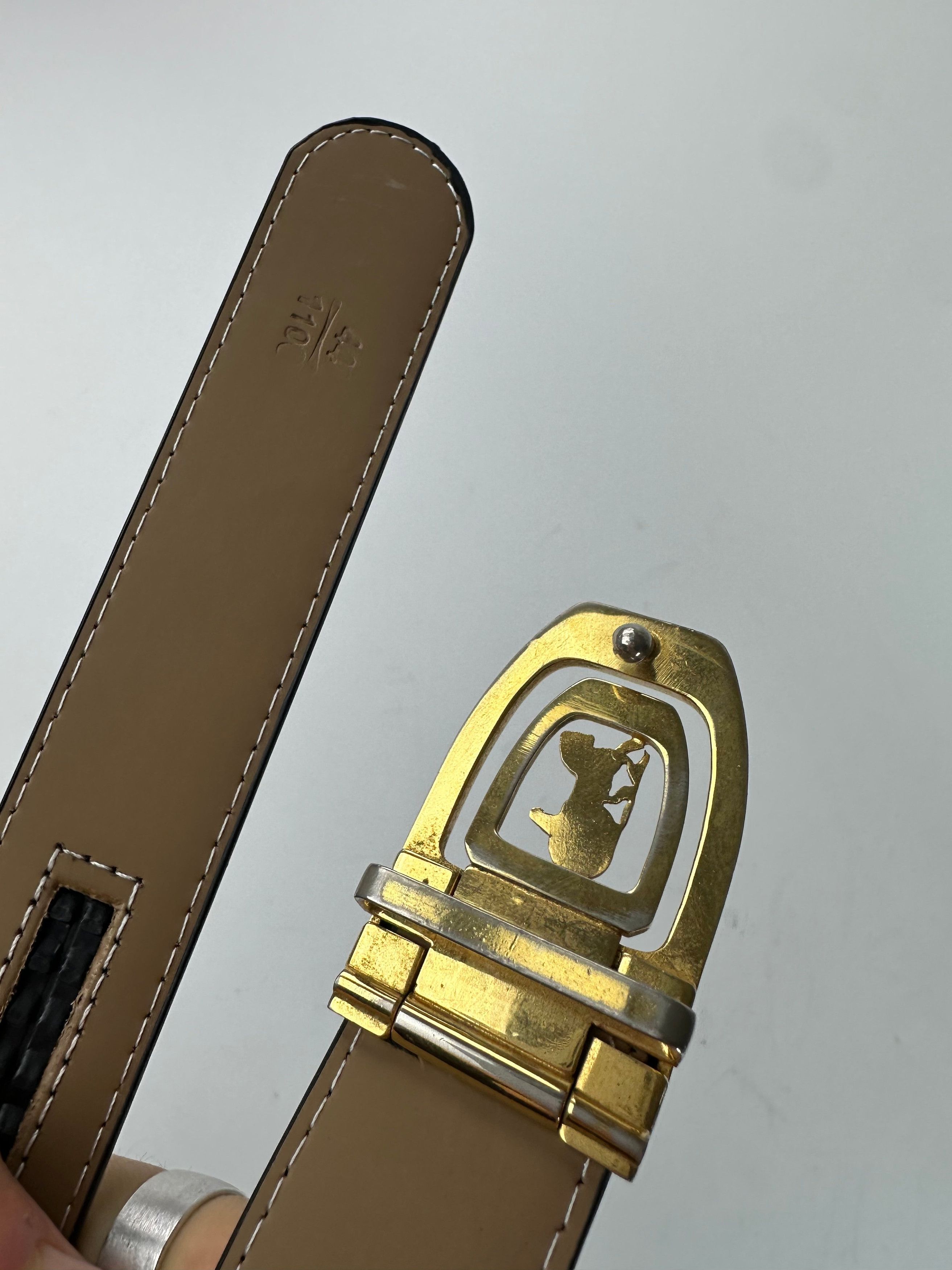 Celine Vintage Paris Snake Emblossed Leather Belt Black Size ONE SIZE - 4 Thumbnail