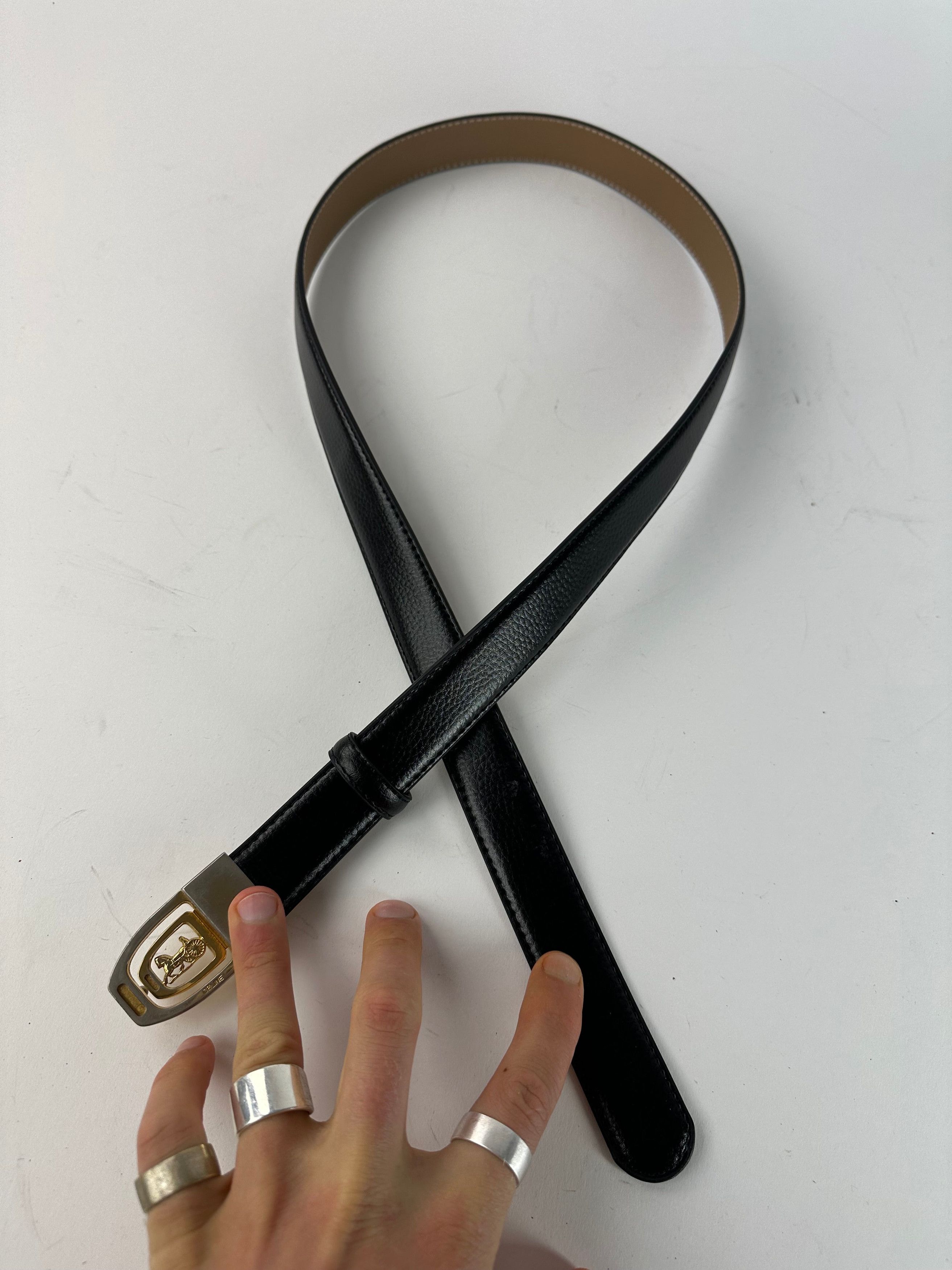 Celine Vintage Paris Snake Emblossed Leather Belt Black Size ONE SIZE - 5 Thumbnail