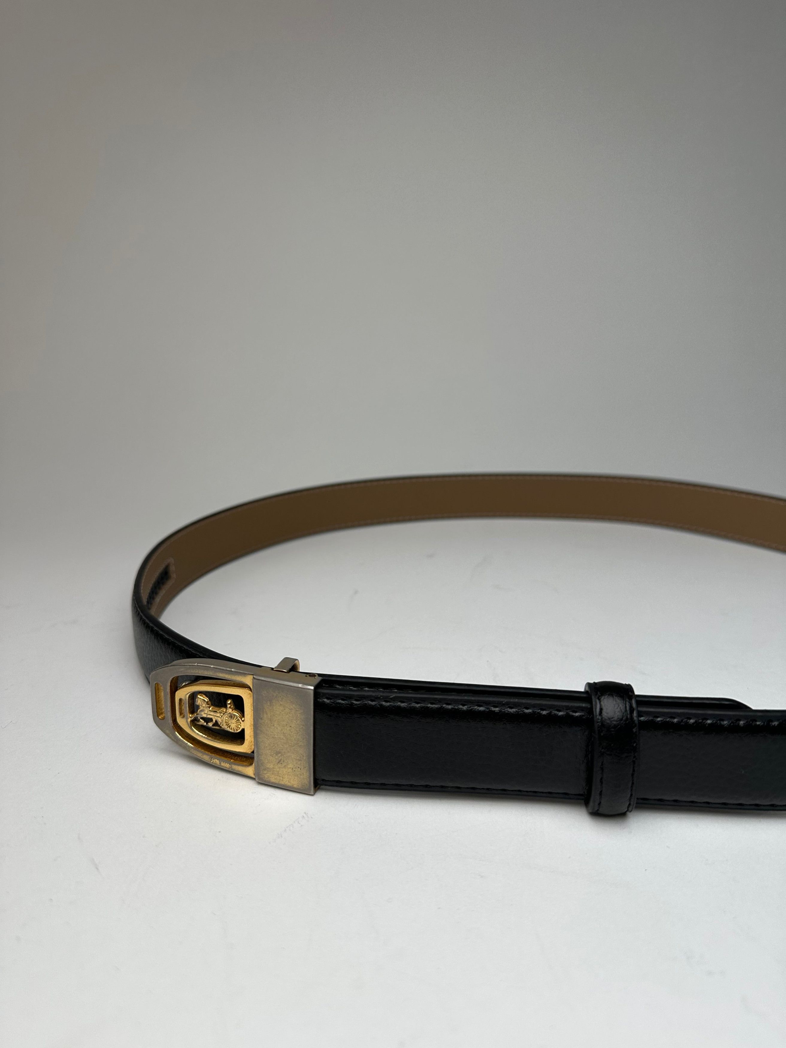 Celine Vintage Paris Snake Emblossed Leather Belt Black Size ONE SIZE - 2 Thumbnail