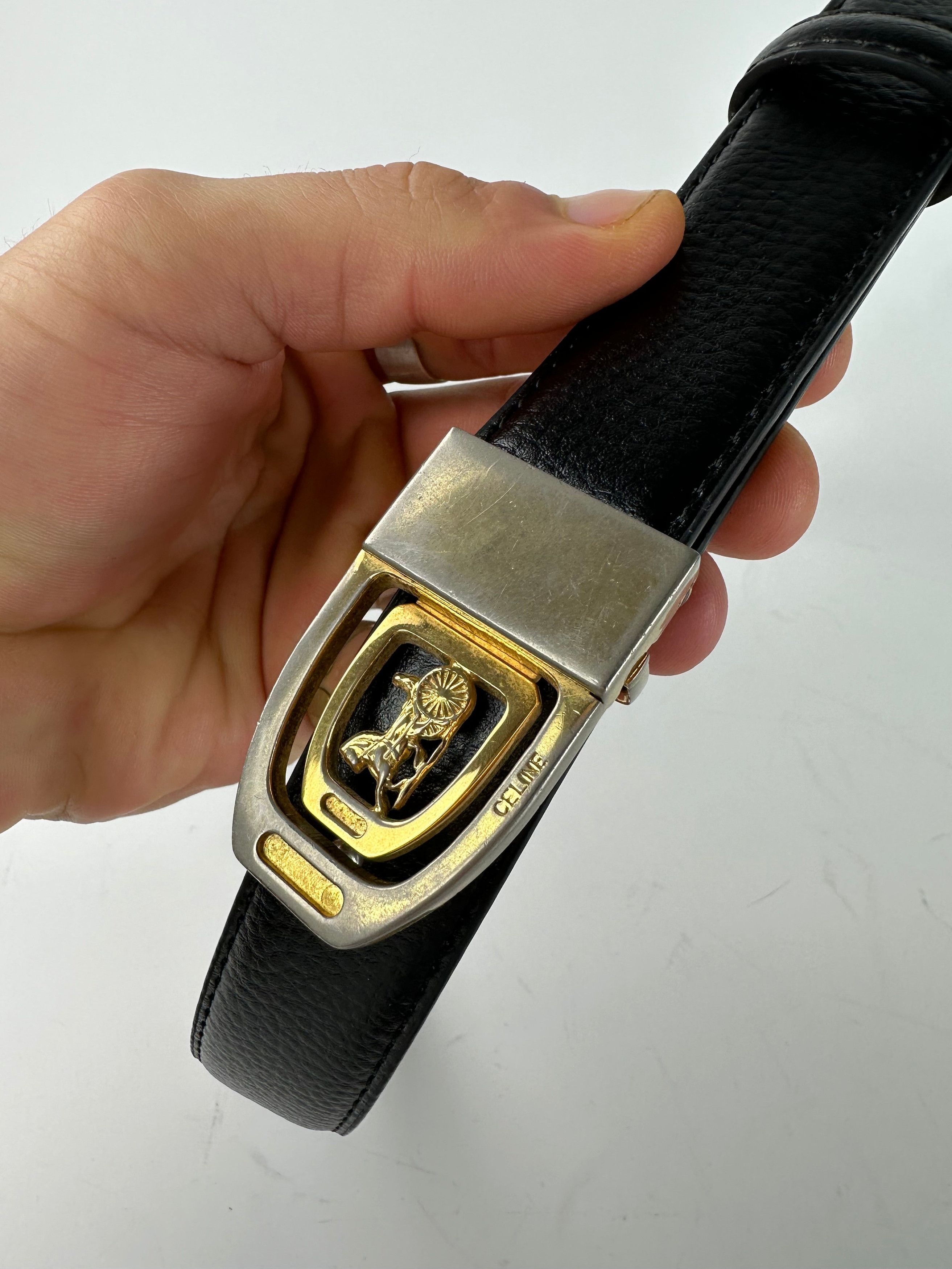 Celine Vintage Paris Snake Emblossed Leather Belt Black Size ONE SIZE - 3 Thumbnail