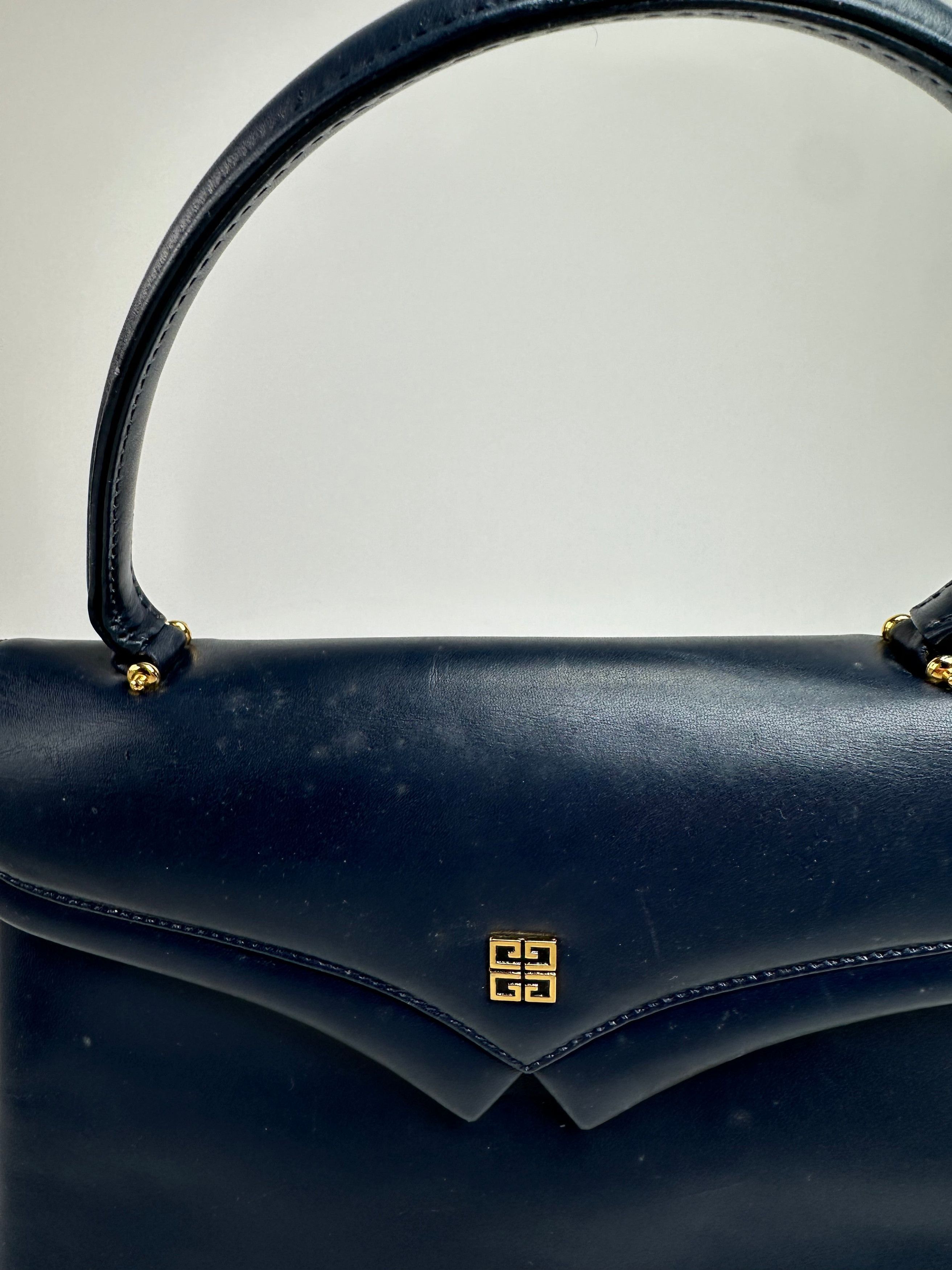 Givenchy Vintage Leather Handbag Navy Size ONE SIZE - 3 Thumbnail