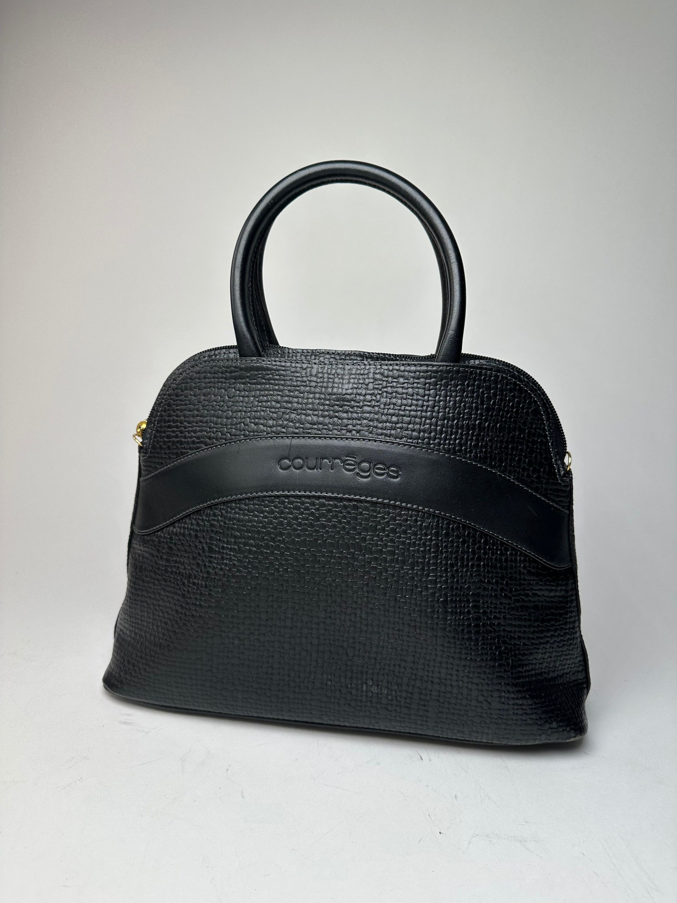 Courreges Vintage Leather Handbag Navy Size ONE SIZE - 14 Thumbnail