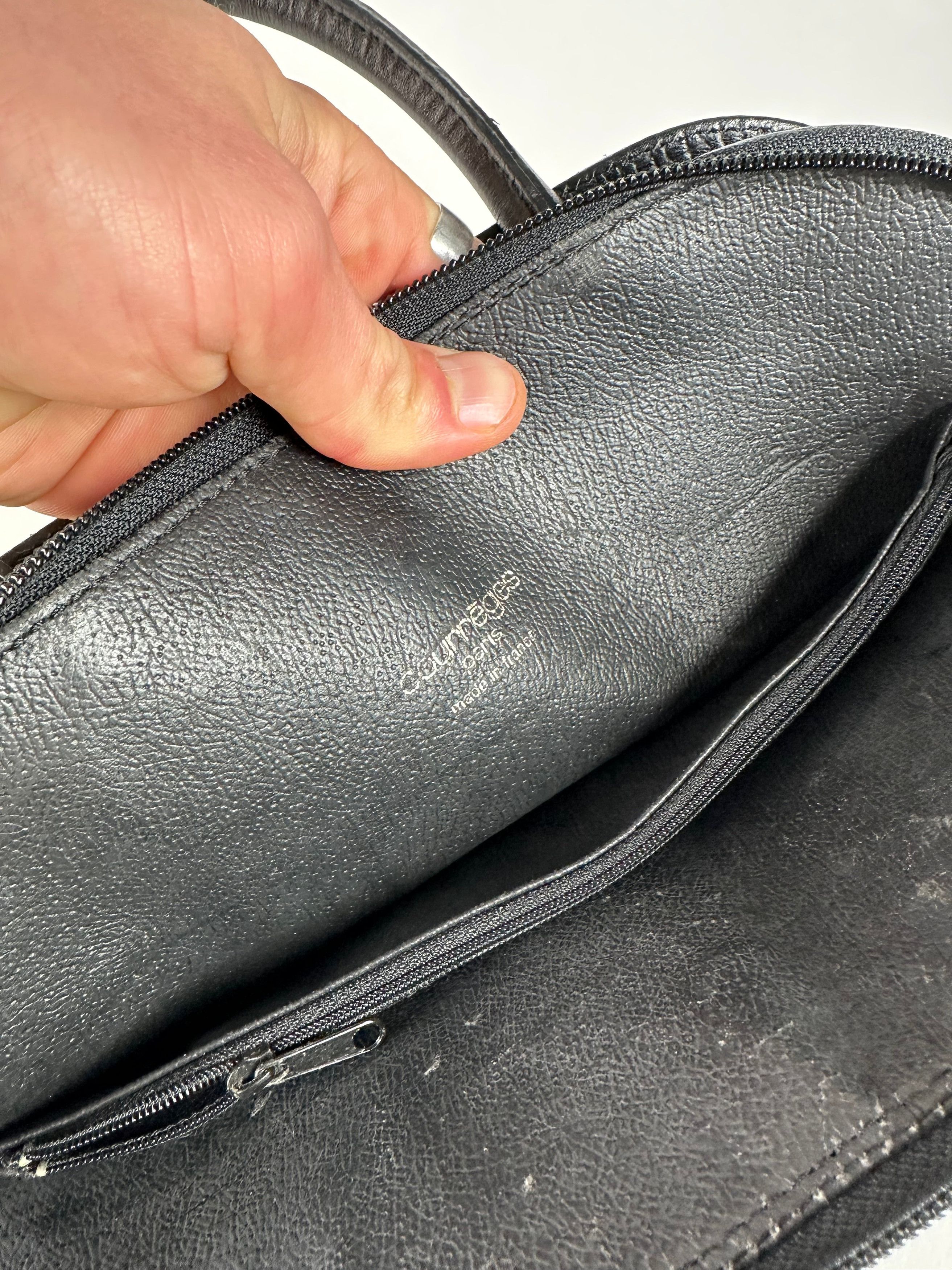 Courreges Vintage Leather Handbag Navy Size ONE SIZE - 5 Thumbnail