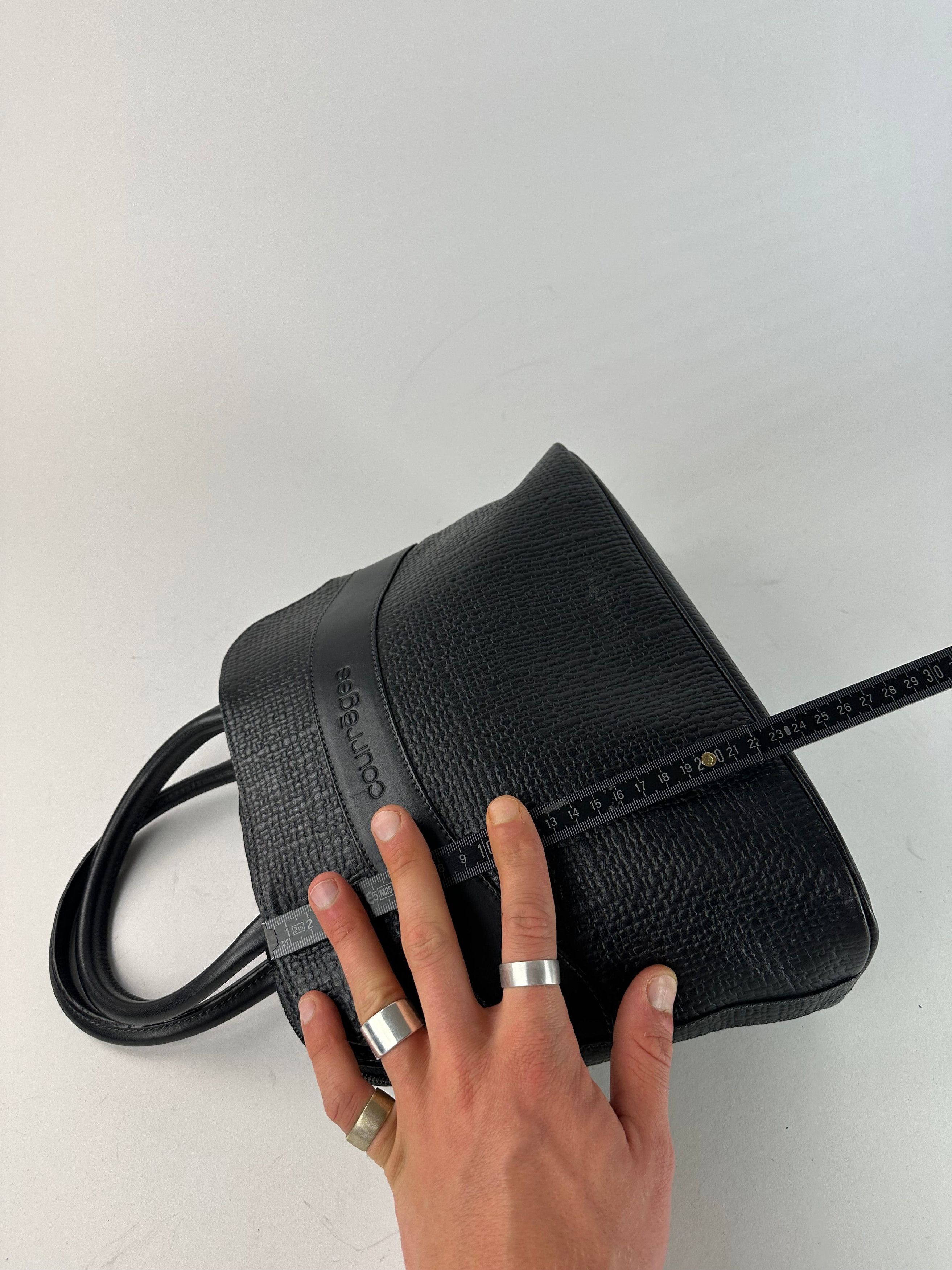 Courreges Vintage Leather Handbag Navy Size ONE SIZE - 11 Thumbnail