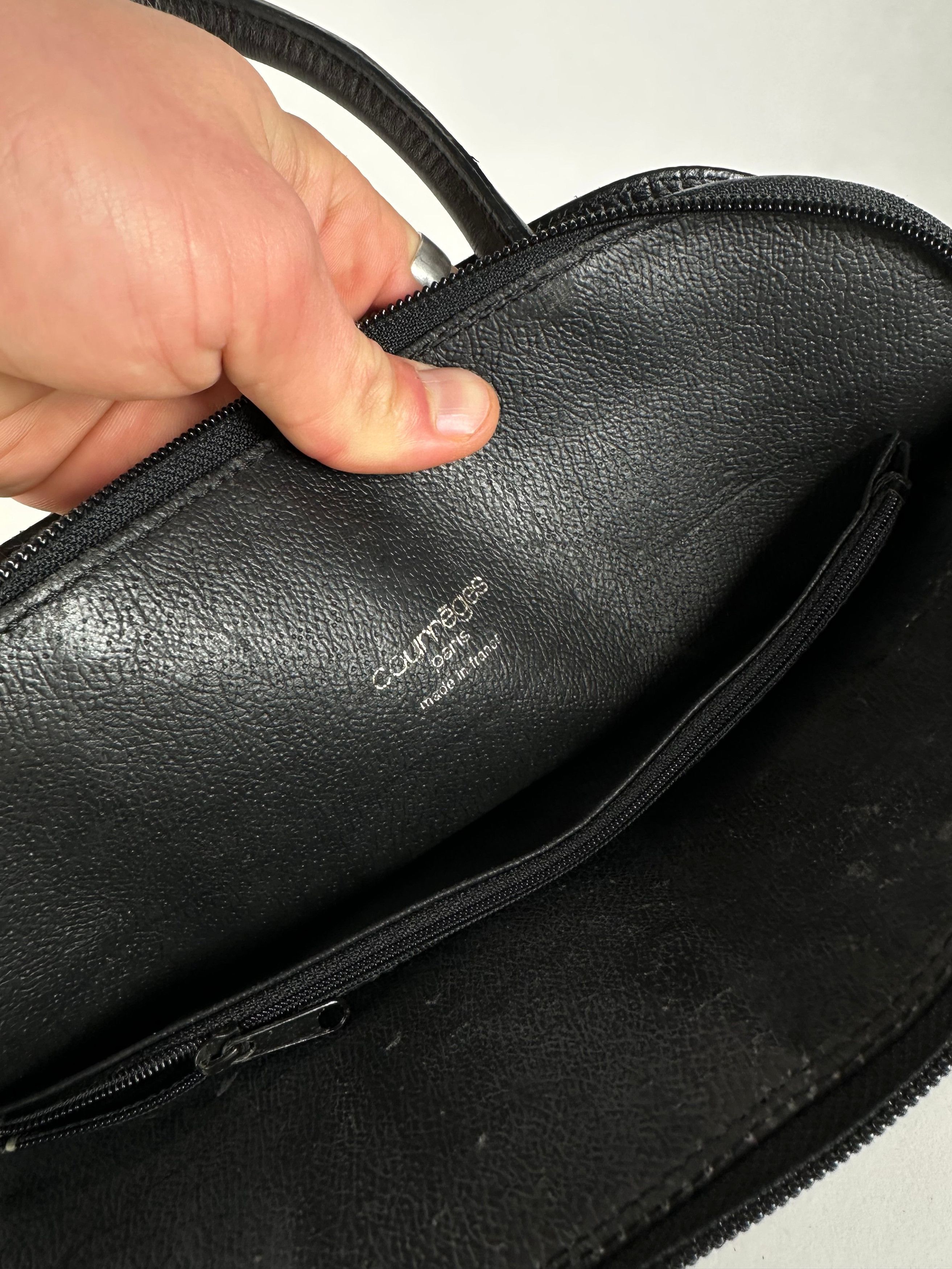 Courreges Vintage Leather Handbag Navy Size ONE SIZE - 13 Thumbnail
