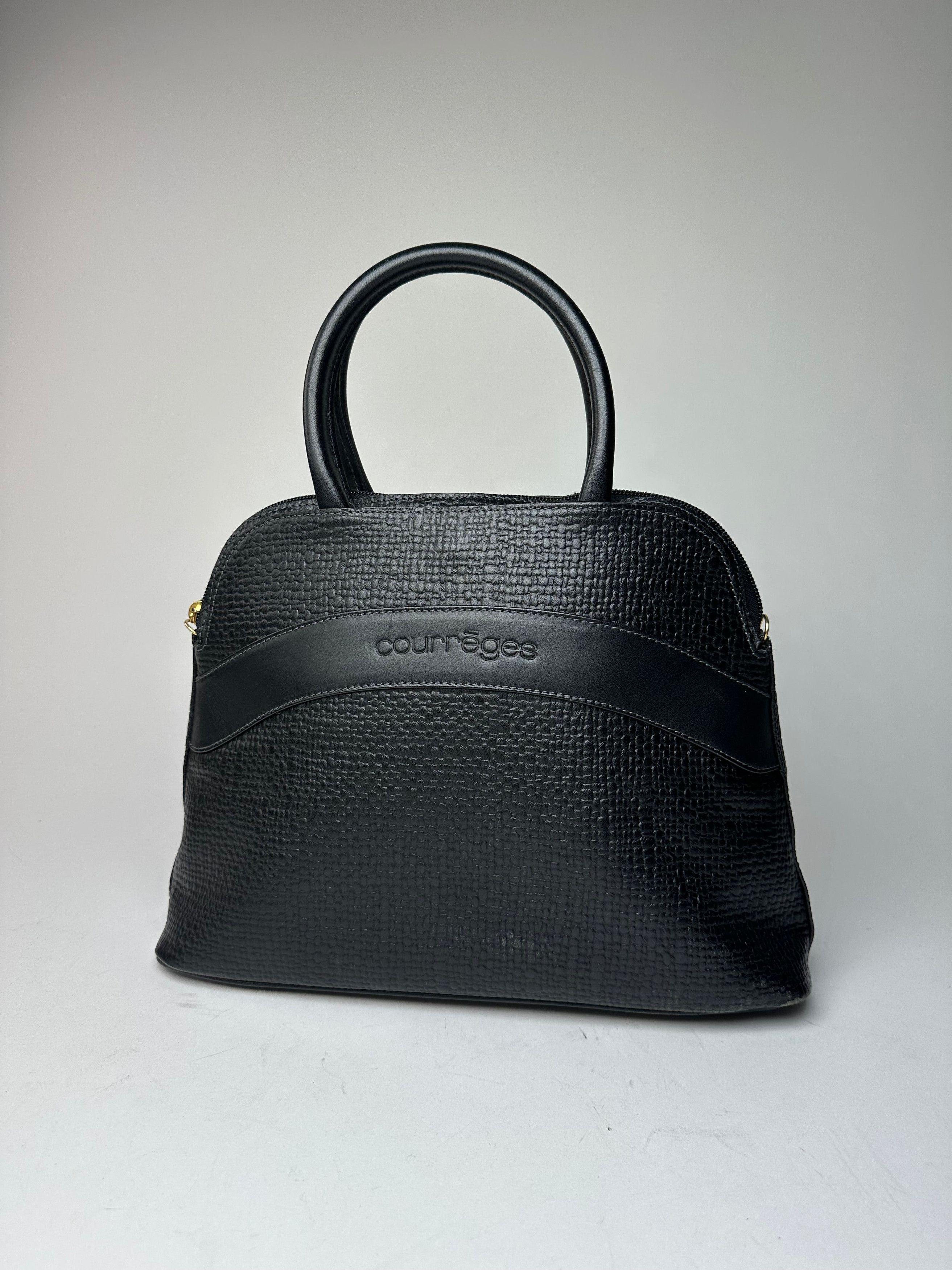 Courreges Vintage Leather Handbag Navy Size ONE SIZE - 6 Thumbnail