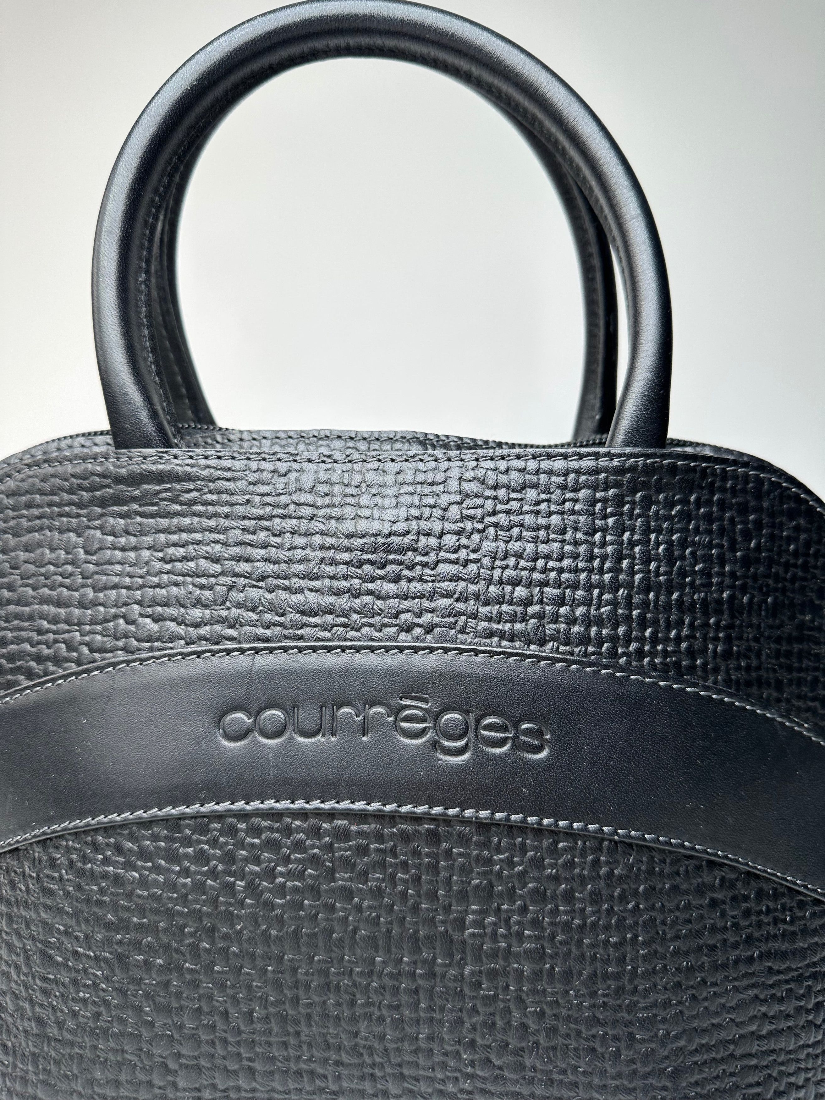 Courreges Vintage Leather Handbag Navy Size ONE SIZE - 4 Thumbnail