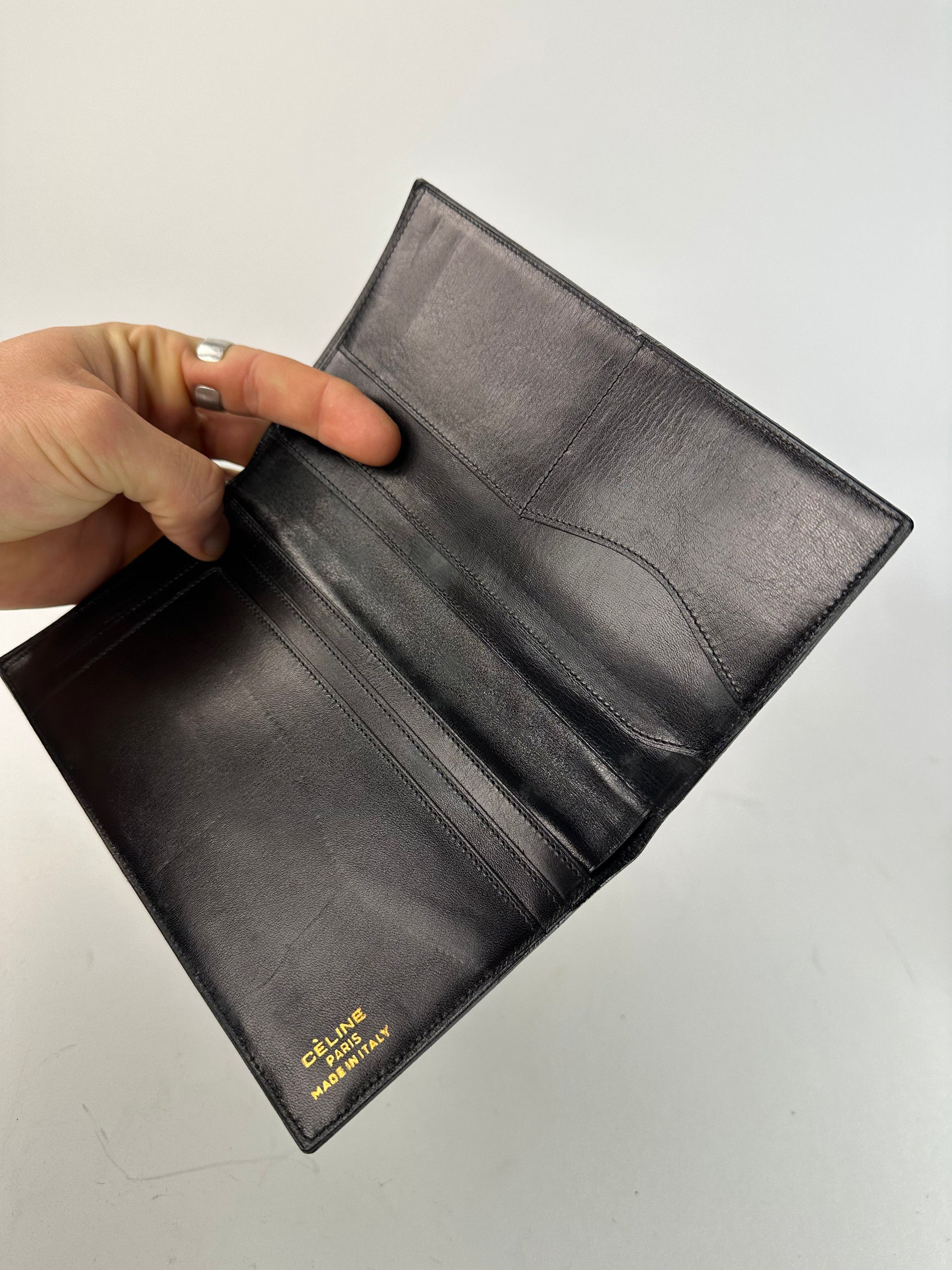Celine Vintage Paris Monogram Leather Card / ID Holder black Size ONE SIZE - 3 Thumbnail