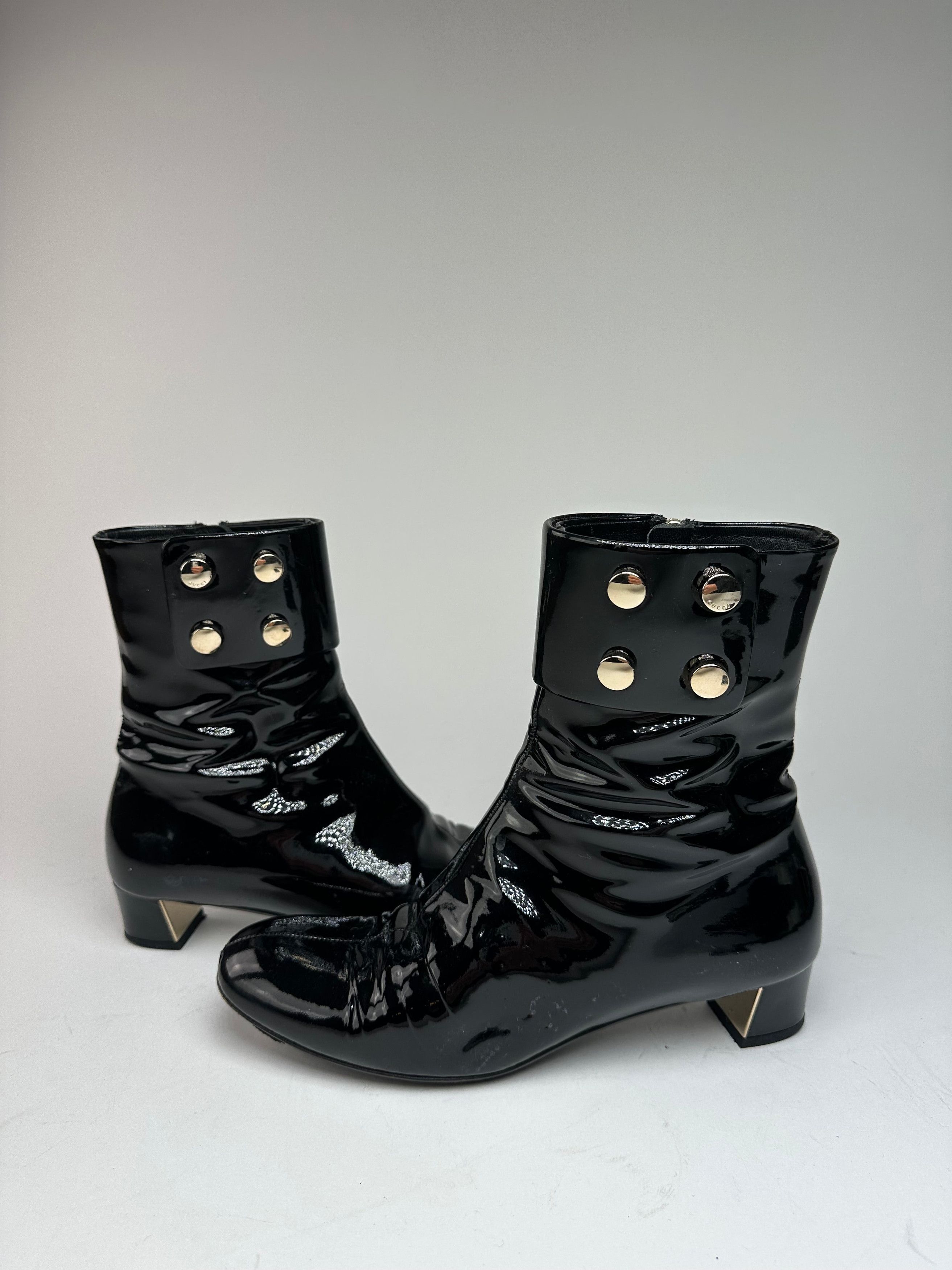 Gucci Vintage Patent Leather Heeled Boots Black EU36,5 Size US 5.5 / IT 35.5 - 2 Thumbnail