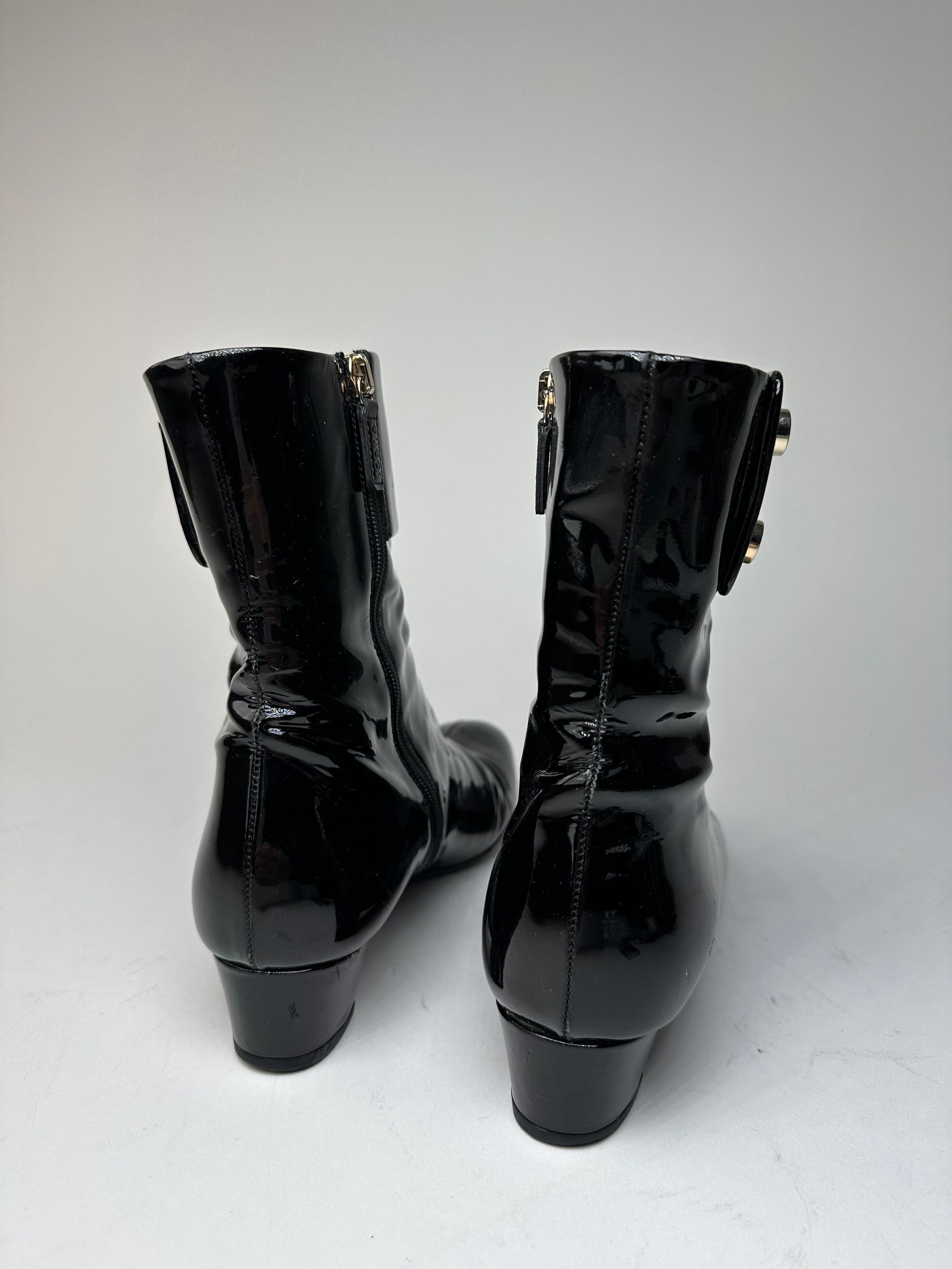 Gucci Vintage Patent Leather Heeled Boots Black EU36,5 Size US 5.5 / IT 35.5 - 5 Thumbnail