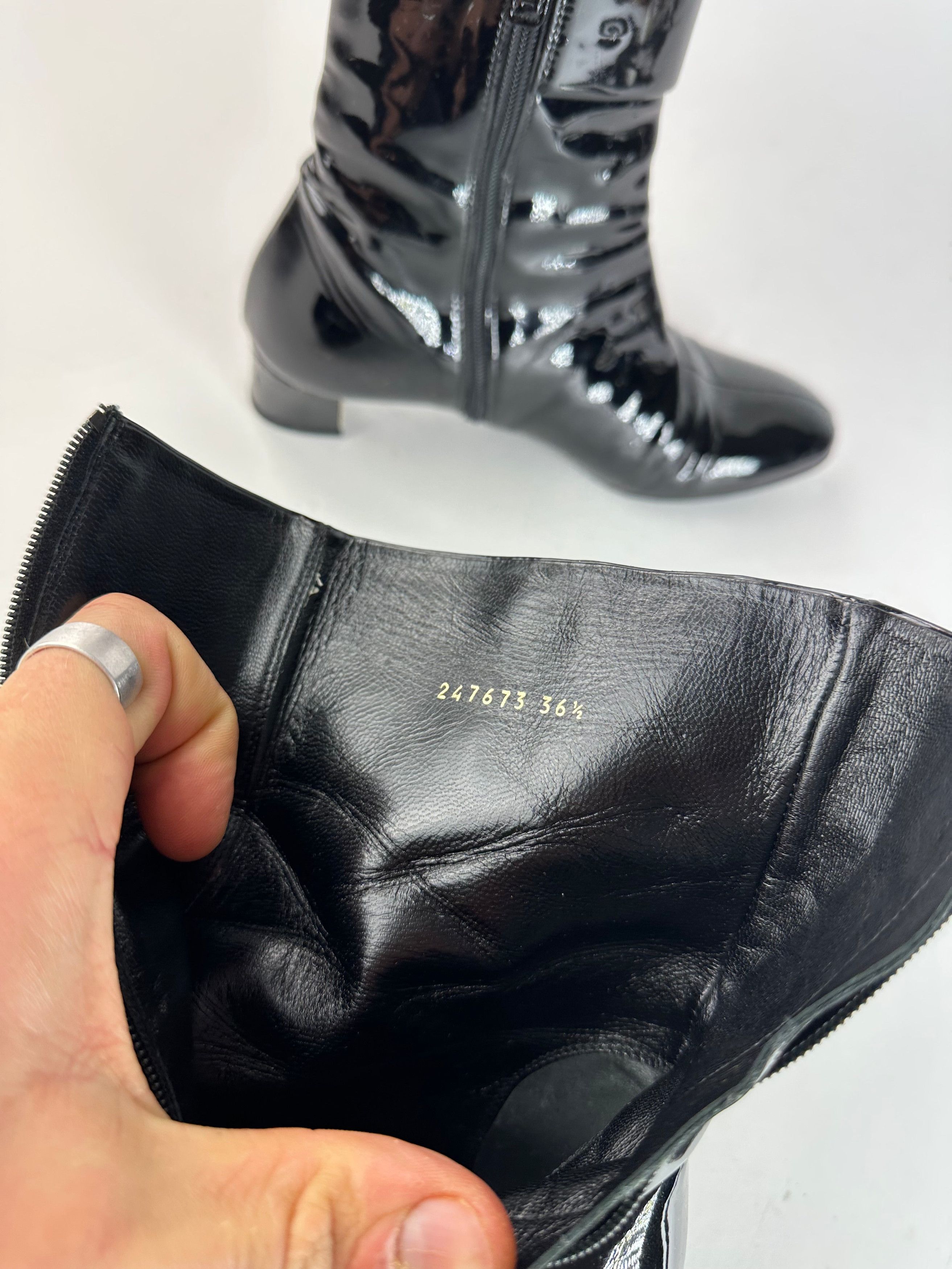 Gucci Vintage Patent Leather Heeled Boots Black EU36,5 Size US 5.5 / IT 35.5 - 8 Thumbnail