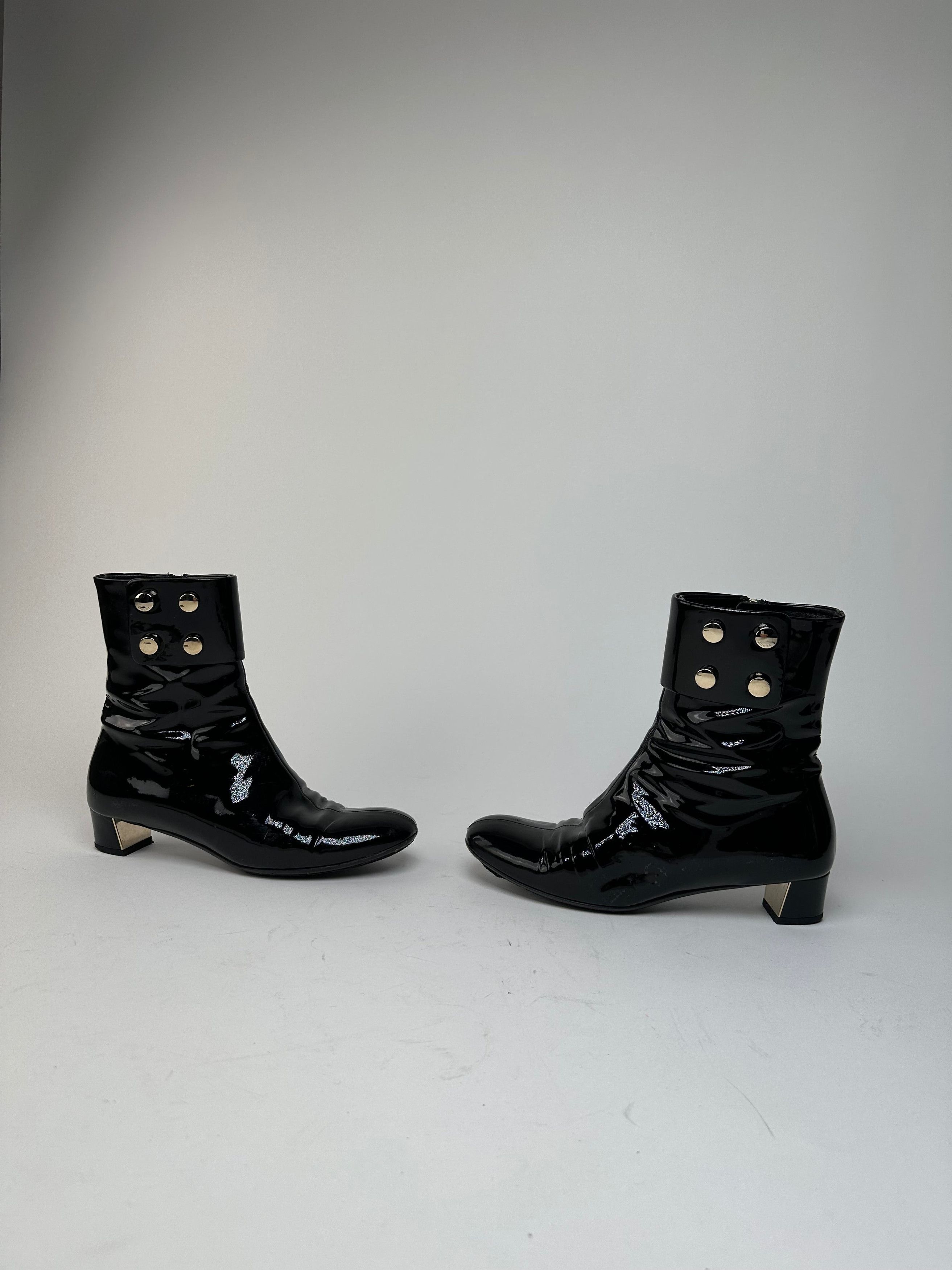 Gucci Vintage Patent Leather Heeled Boots Black EU36,5 Size US 5.5 / IT 35.5 - 3 Thumbnail