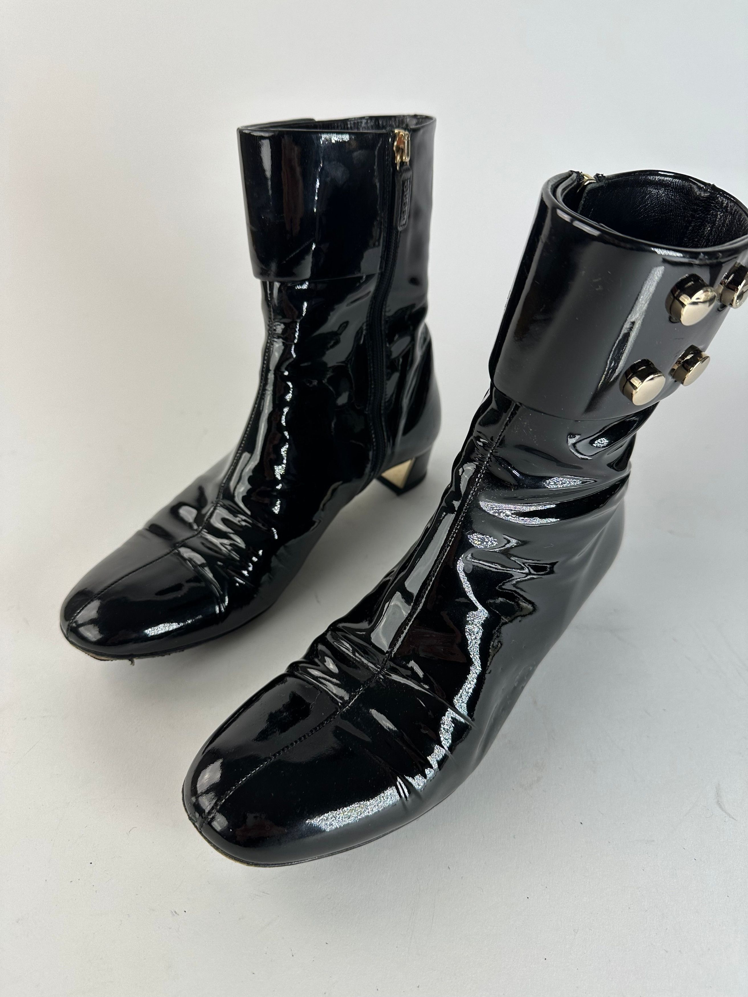 Gucci Vintage Patent Leather Heeled Boots Black EU36,5 Size US 5.5 / IT 35.5 - 9 Thumbnail