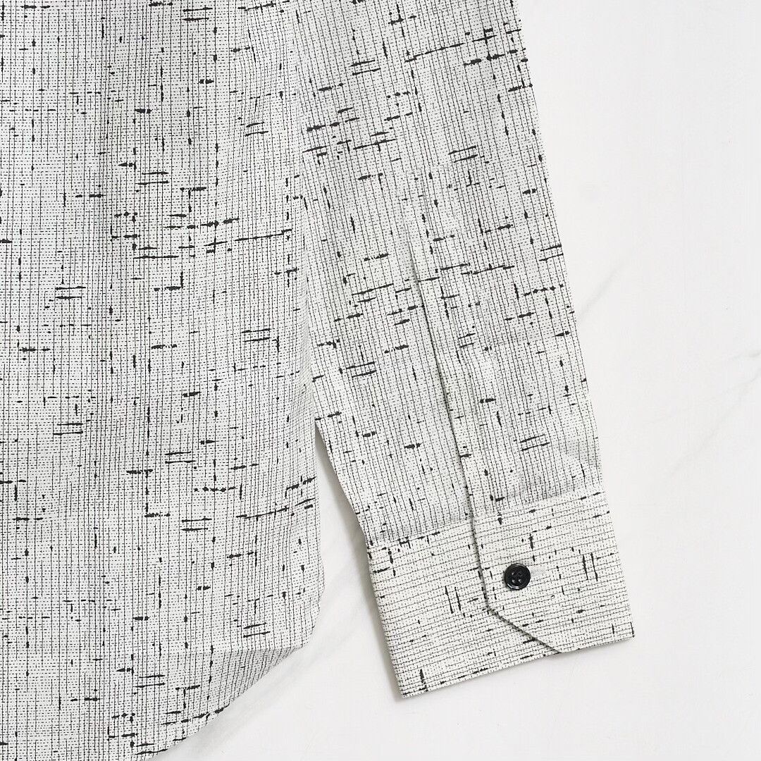 Saint Laurent Paris Saint Laurent Men's Gray Patterned Cotton Shirt Size US M / EU 48-50 / 2 - 5 Thumbnail