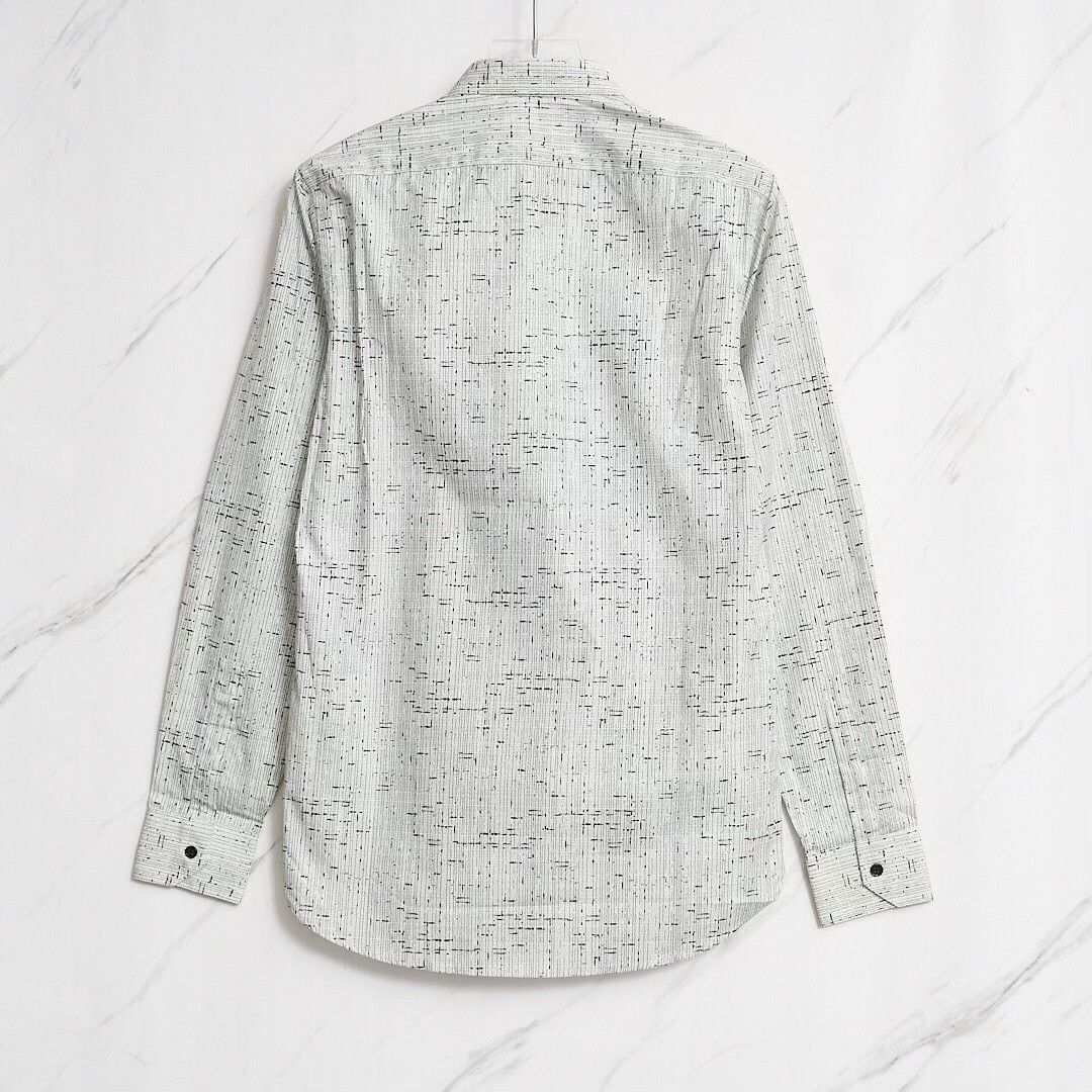 Saint Laurent Paris Saint Laurent Men's Gray Patterned Cotton Shirt Size US M / EU 48-50 / 2 - 4 Thumbnail