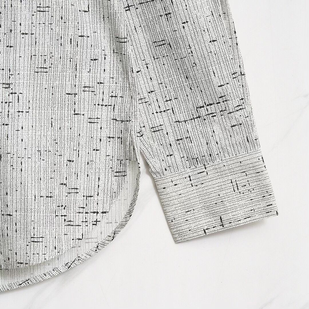 Saint Laurent Paris Saint Laurent Men's Gray Patterned Cotton Shirt Size US M / EU 48-50 / 2 - 3 Thumbnail