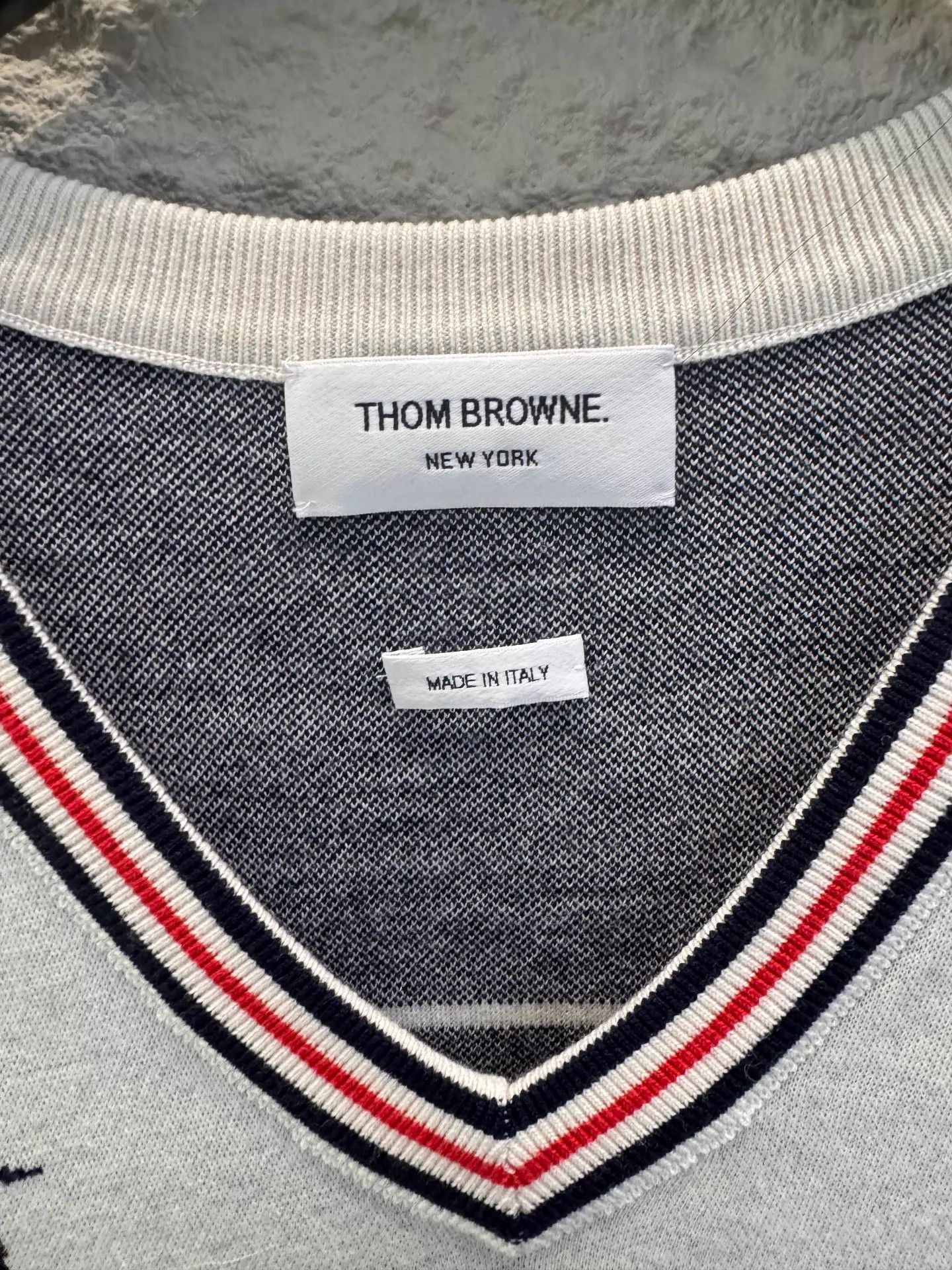 Thom Browne Multi Color V-Neck Knit Sweater with Vehicle Prints Size US S / EU 44-46 / 1 - 2 Thumbnail