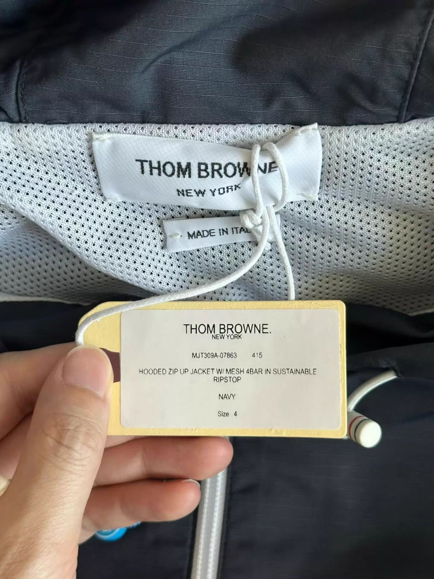 Thom Browne Black Hooded Light Jacket with Striped Sleeves Size US XL / EU 56 / 4 - 4 Thumbnail