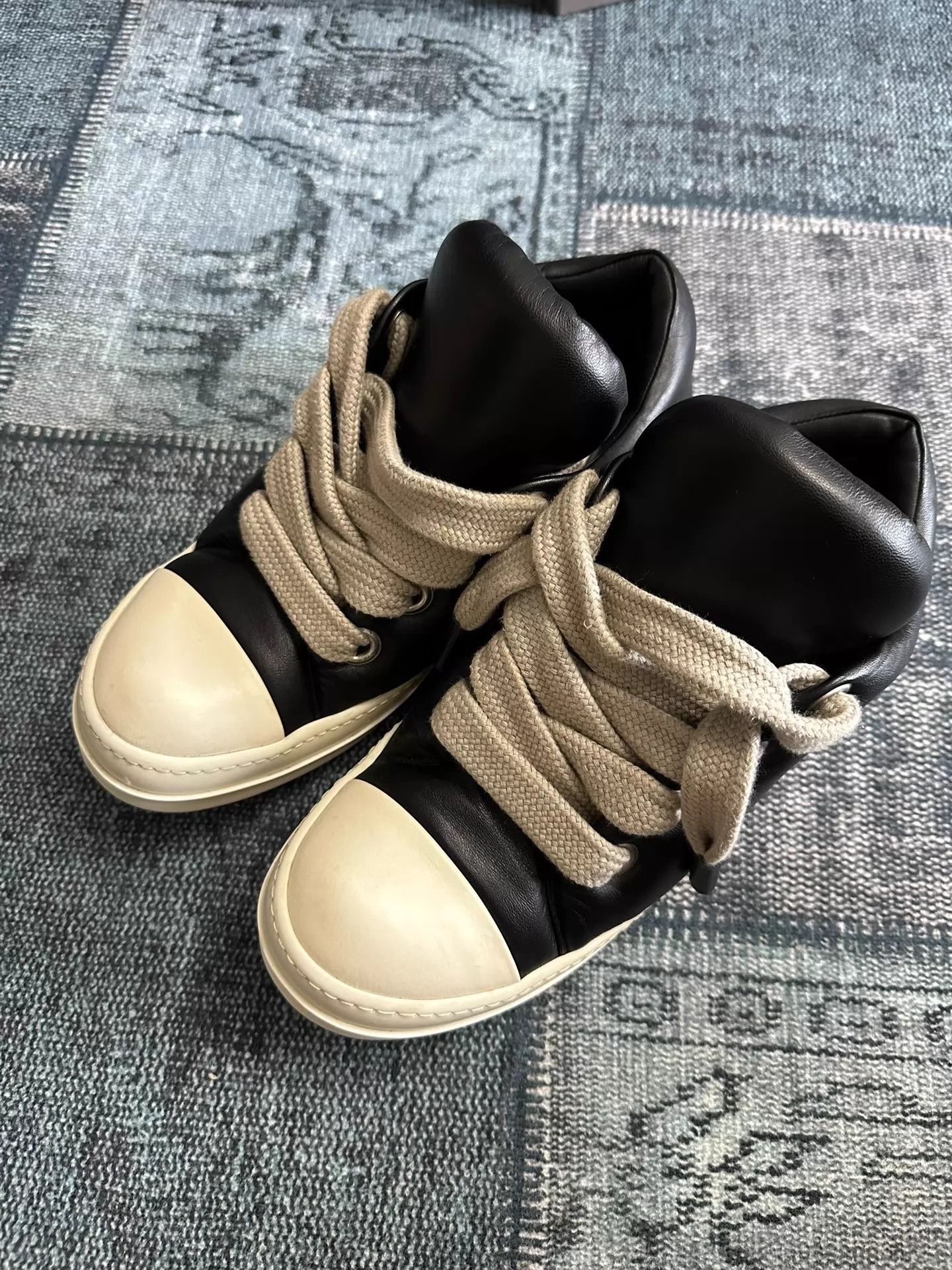 Rick Owens Black Leather Low-Top Sneakers Size 12 Size US 12 / EU 45 - 4 Thumbnail