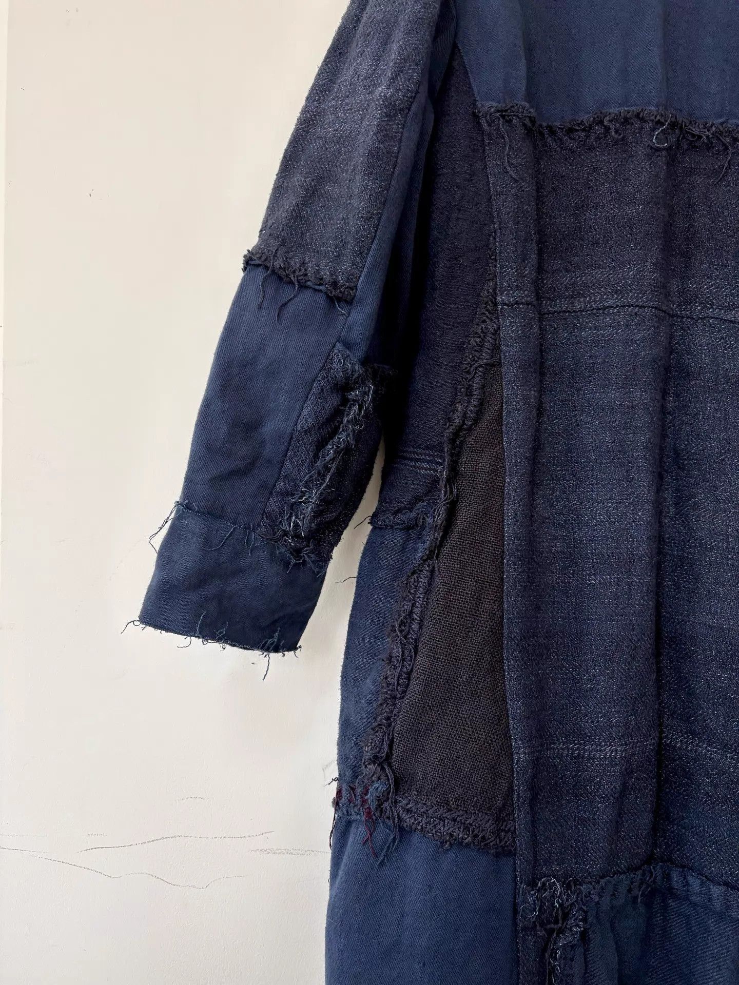 By Walid Blue Patchwork Long Coat - Size L Size US L / EU 52-54 / 3 - 7 Thumbnail
