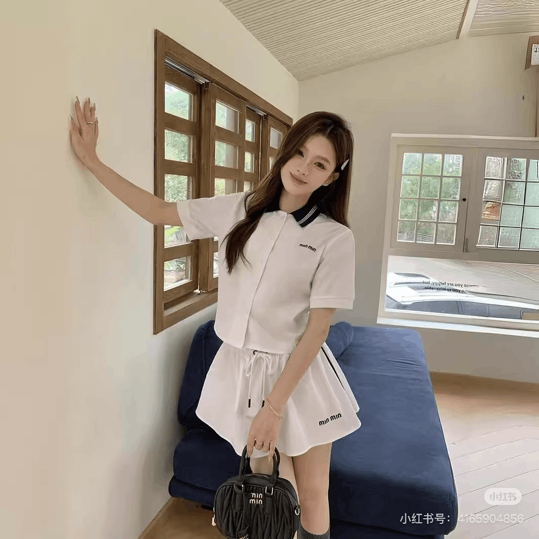 Miu Miu Miumiu White Sailor Collar Embroidered Polo Shirt Size XS / US 0-2 / IT 36-38 - 5 Thumbnail