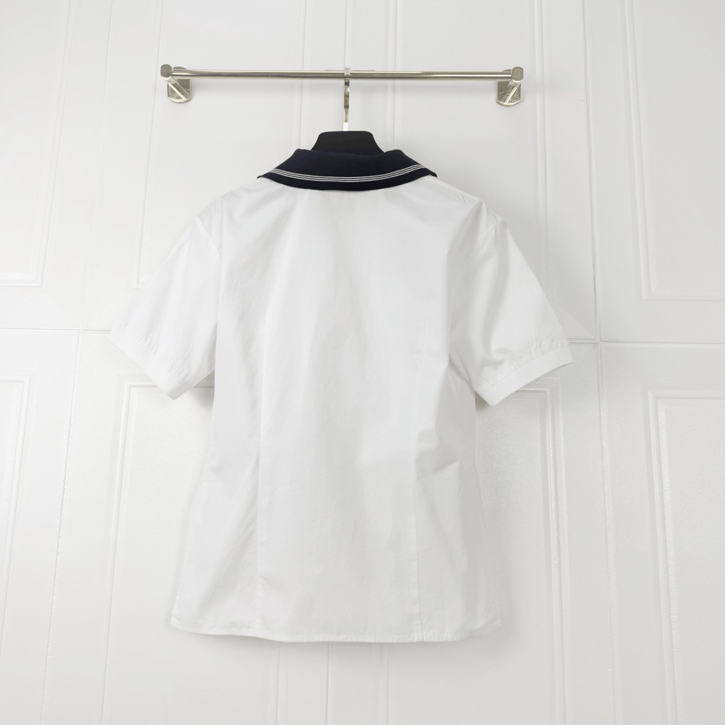 Miu Miu Miumiu White Sailor Collar Embroidered Polo Shirt Size XS / US 0-2 / IT 36-38 - 2 Thumbnail