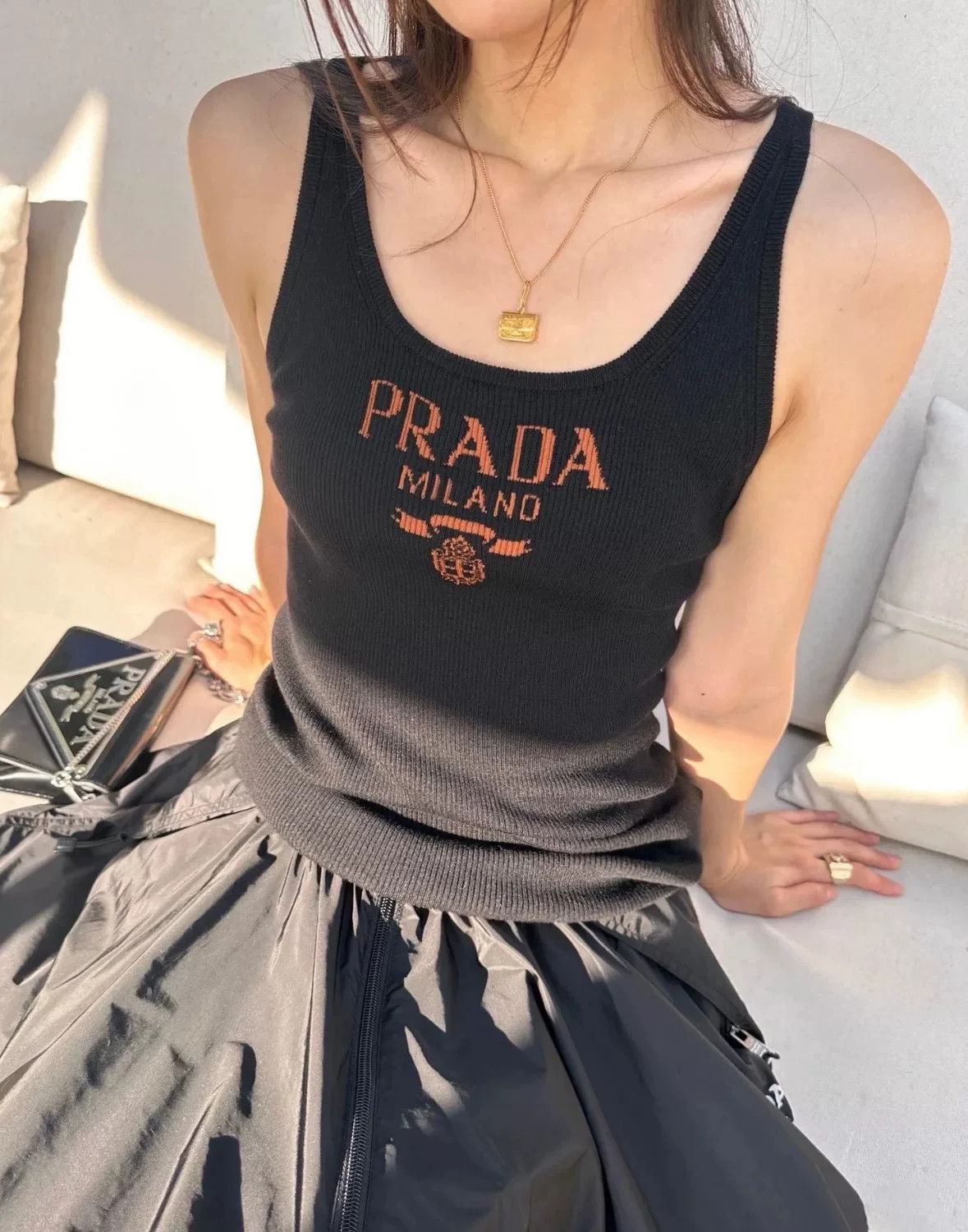 Prada Prada Milan Logo Elastic Knit Camisole Size S / US 4 / IT 40 - 5 Thumbnail