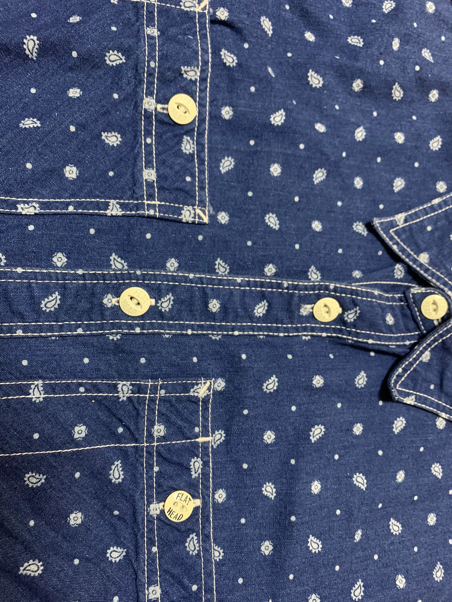 The Flat Head THE FLAT HEAD Indigo Bandana Short-Sleeve Shirt Size US XXS / EU 40 - 3 Thumbnail