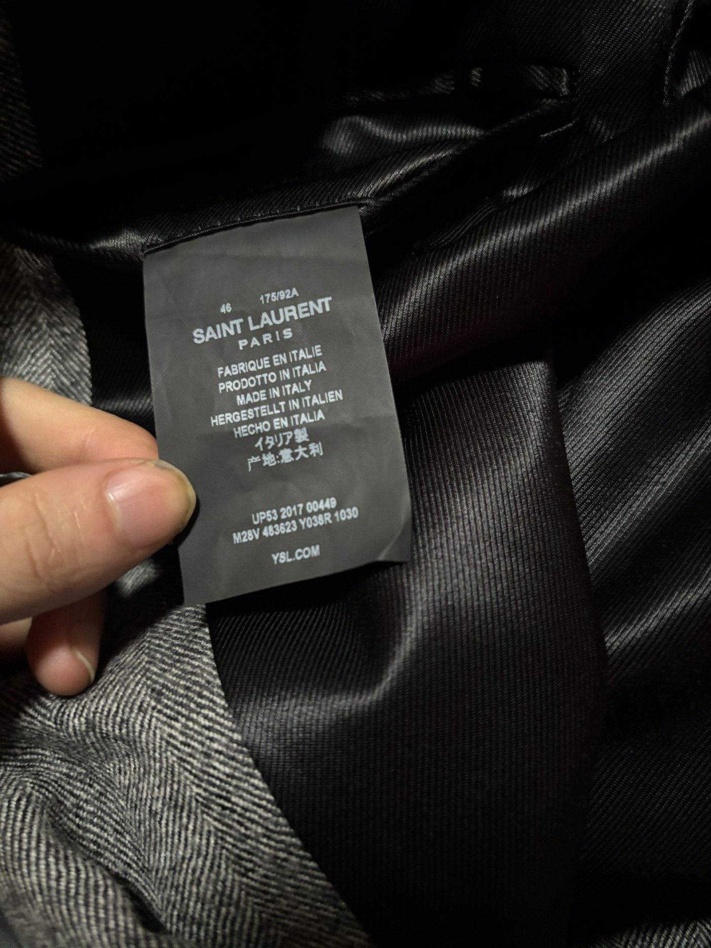 Saint Laurent Paris Saint Laurent 2017FW Herringbone Peak Lapel Coat Size US S / EU 44-46 / 1 - 6 Thumbnail