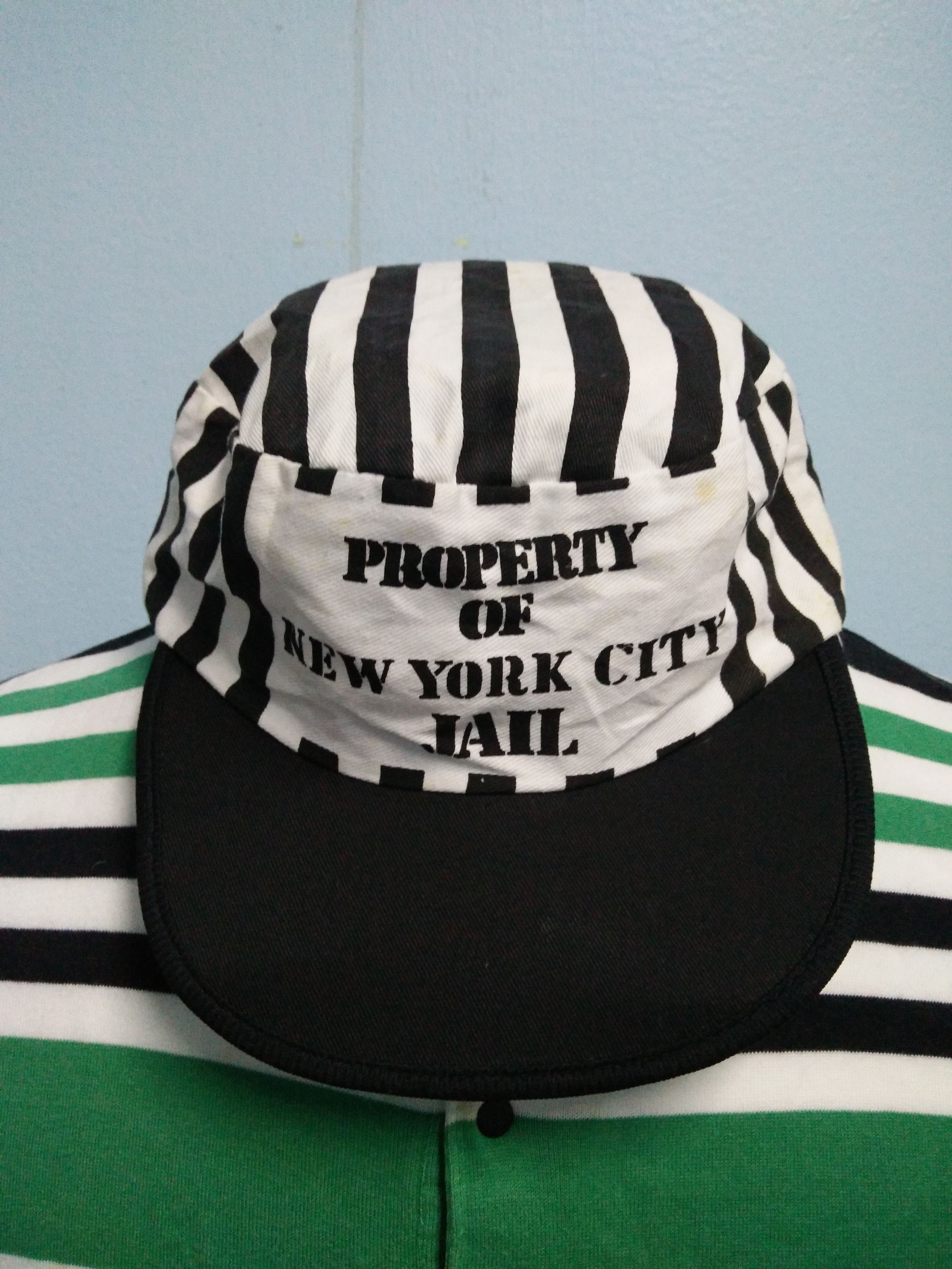 Other × Vintage Vintage Prison Jail Stripes Cap 80's Striped Skaters Grunge Size ONE SIZE - 1 Thumbnail