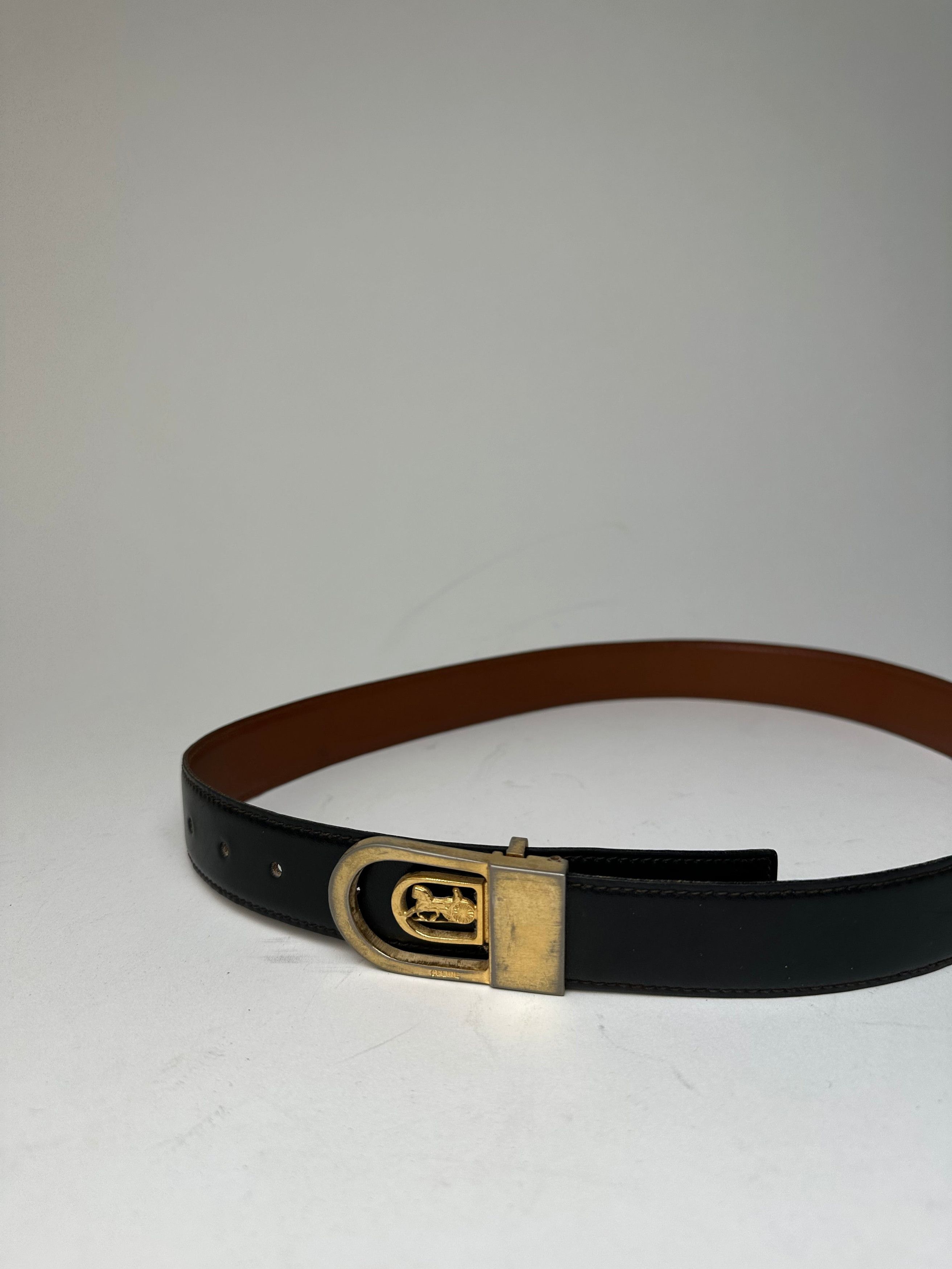 Other Vintage Celine Paris Leather Belt Black Size ONE SIZE - 2 Thumbnail