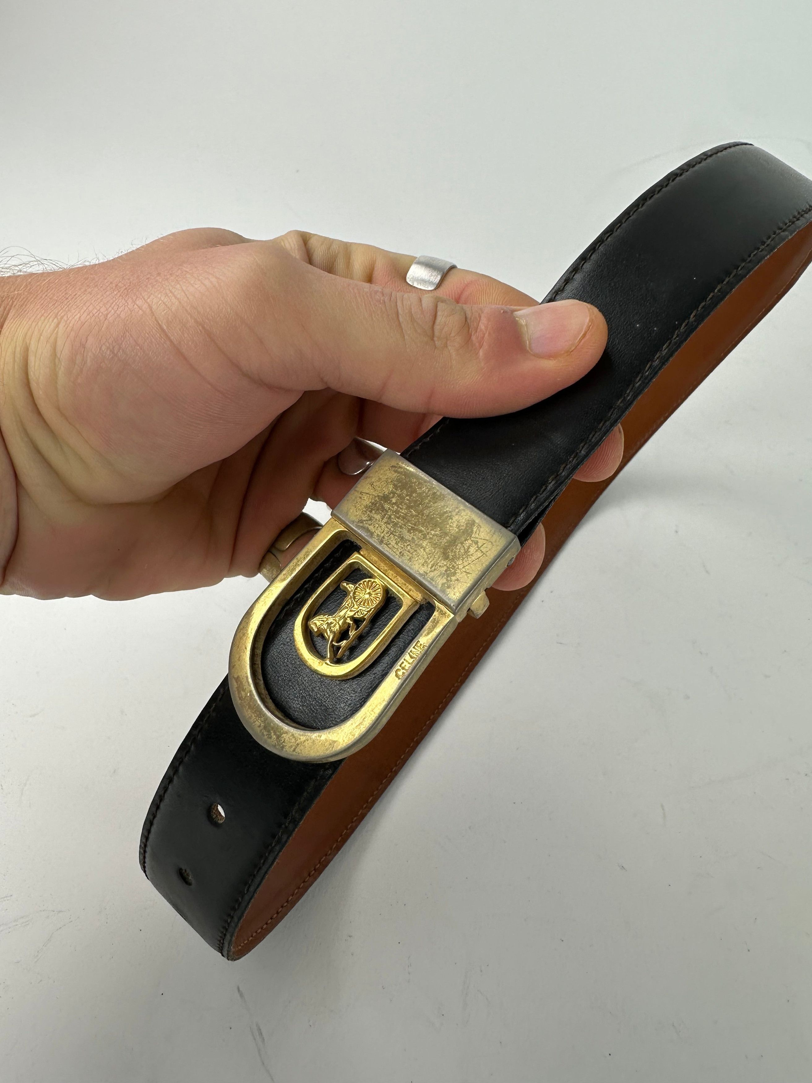 Other Vintage Celine Paris Leather Belt Black Size ONE SIZE - 3 Thumbnail