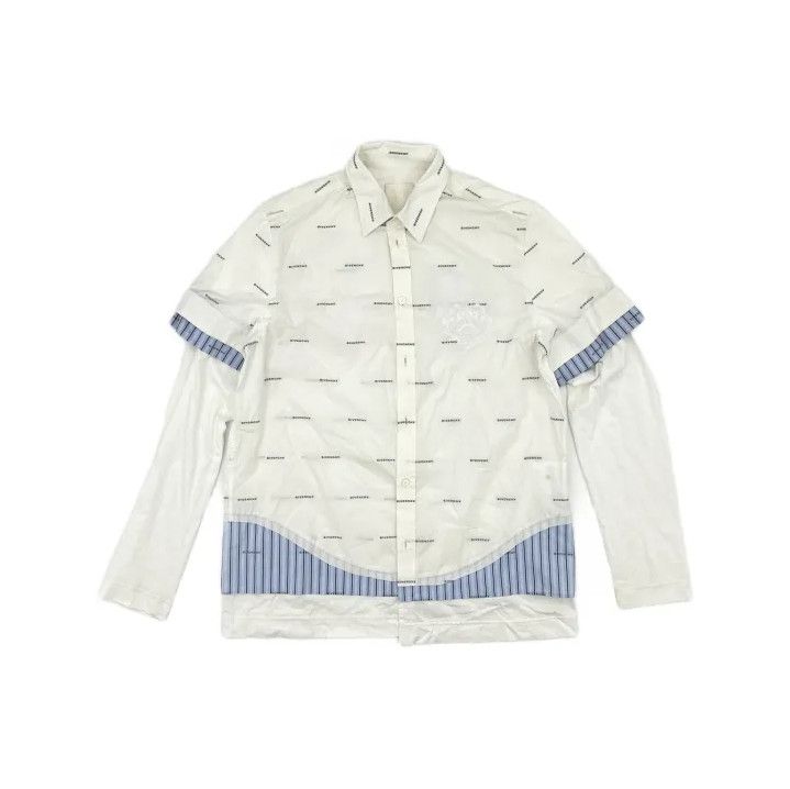 Givenchy Givenchy SS23 Point Collar Logo Print Layered Long-Sleeve Shirt Size US XXS / EU 40 - 2 Thumbnail