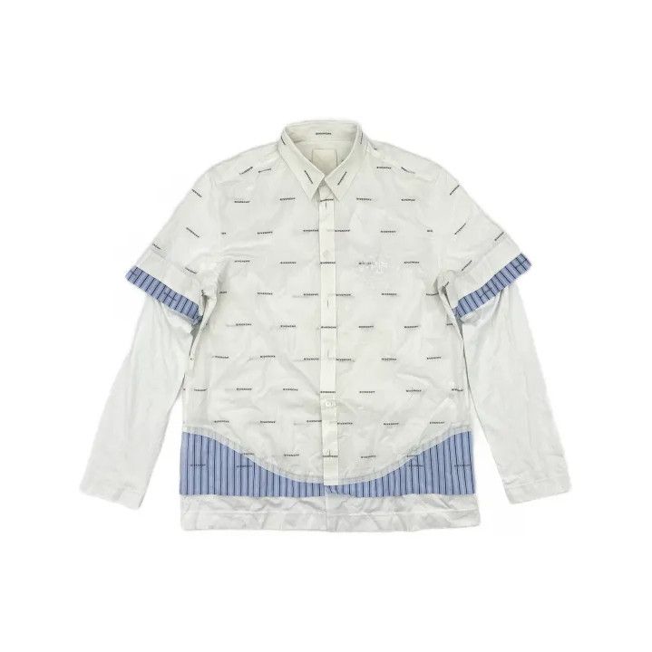 Givenchy Givenchy SS23 Logo Print Pointed Collar Long-Sleeve Shirt Size US XXS / EU 40 - 2 Thumbnail