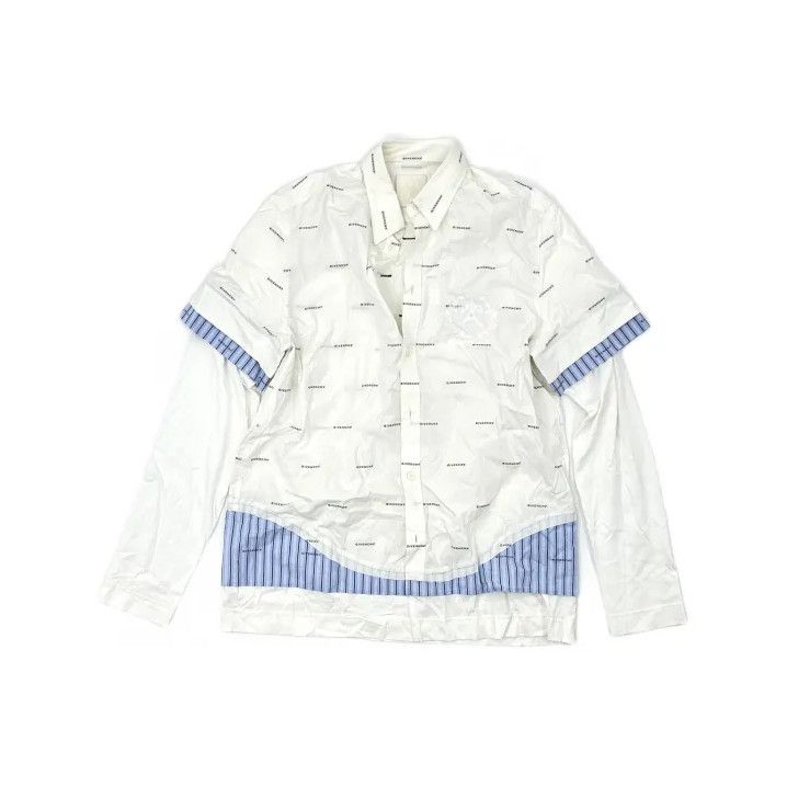 Givenchy Givenchy SS23 Pointed Collar Logo Print Layered Long-Sleeve Shirt Size US XXS / EU 40 - 2 Thumbnail