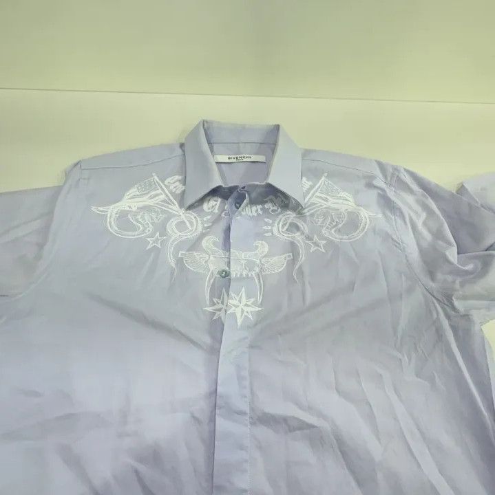 Givenchy GIVENCHY Men's Blue Long-Sleeve Square Collar Shirt Size US XXS / EU 40 - 8 Thumbnail